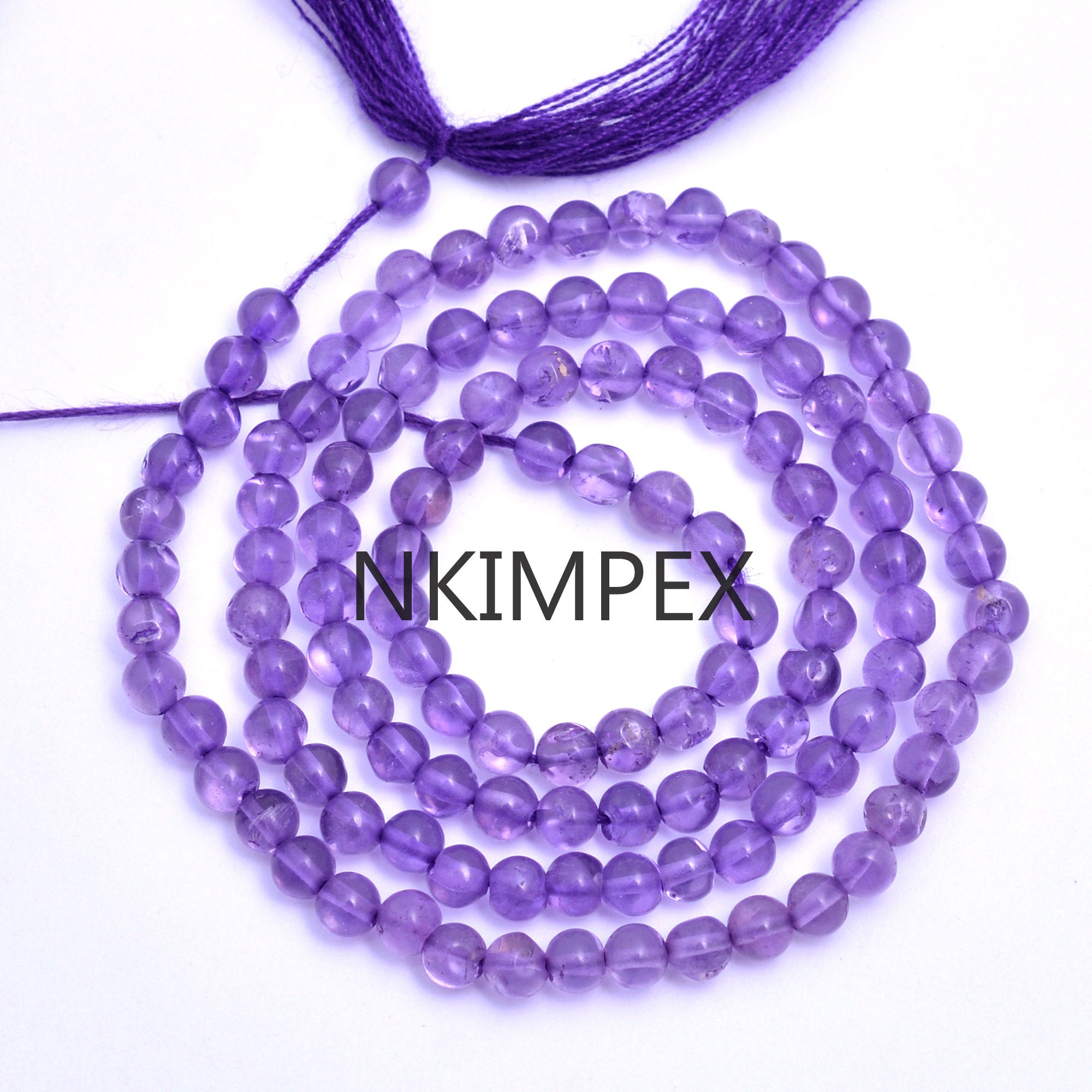 Amethyst Smooth Round Beads, Balls Amethyst Beads, 15" Strand Beads For Jewelry Making, (SKU005)