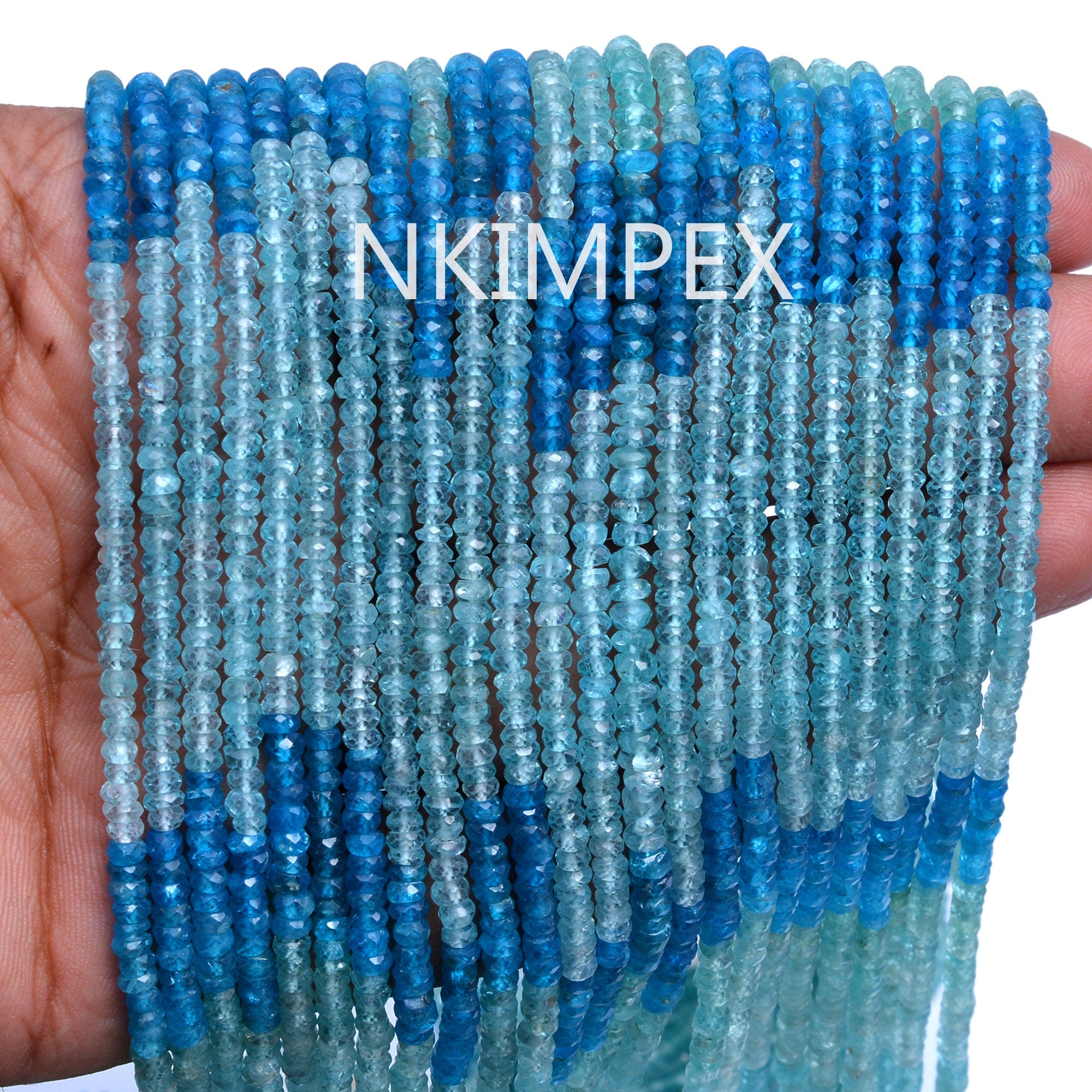 Natural Multi Apatite Shaded Faceted Rondelle Beads, 17 Inch Strand, (SKU006)