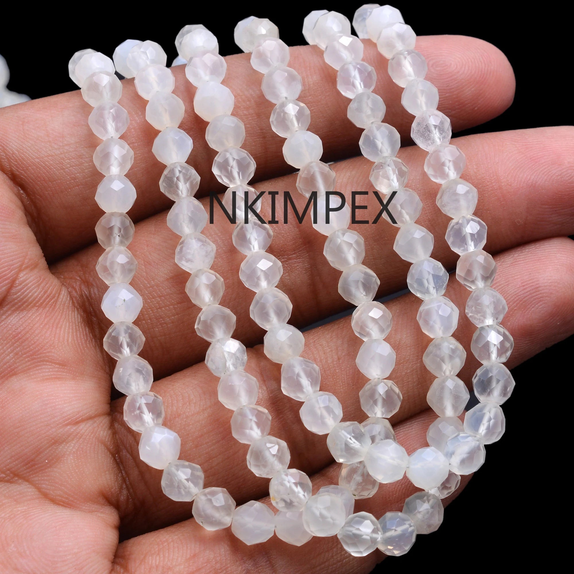 Natural White Moonstone Faceted Concave Cut Beads, 5 To 5.5 mm, Moonstone Gemstone Beads, (SKU013)