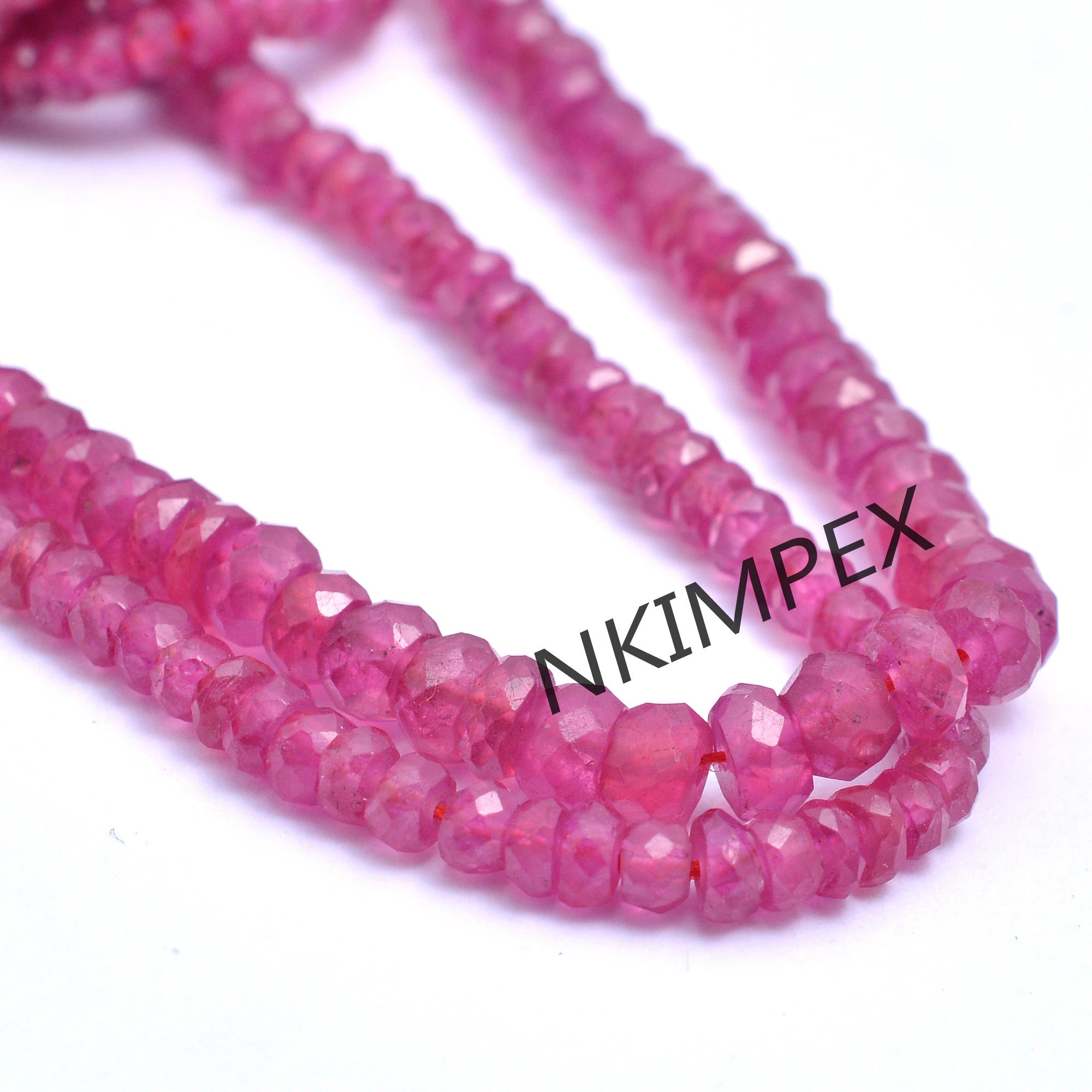 Pink Ruby Faceted Rondelle Beads, 2 mm To 4 mm, Ruby Rondelle Beads, Pink Ruby Jewelry Making Gemstone Beads