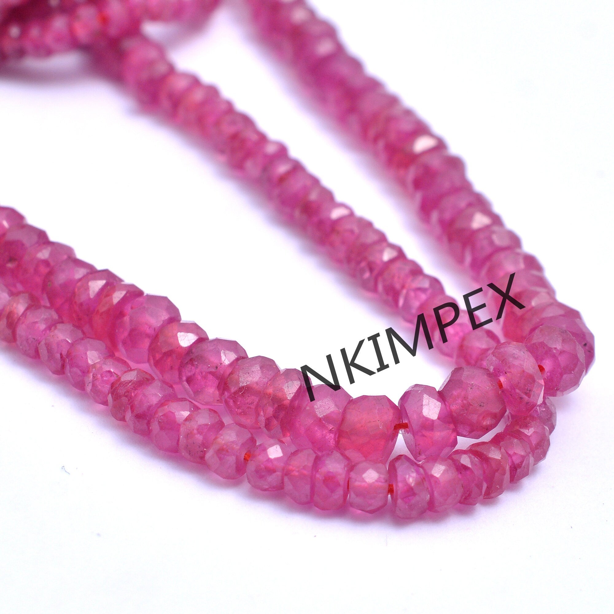 Pink Ruby Faceted Rondelle Beads, 2 mm To 4 mm, Ruby Rondelle Beads, Pink Ruby Jewelry Making Gemstone Beads