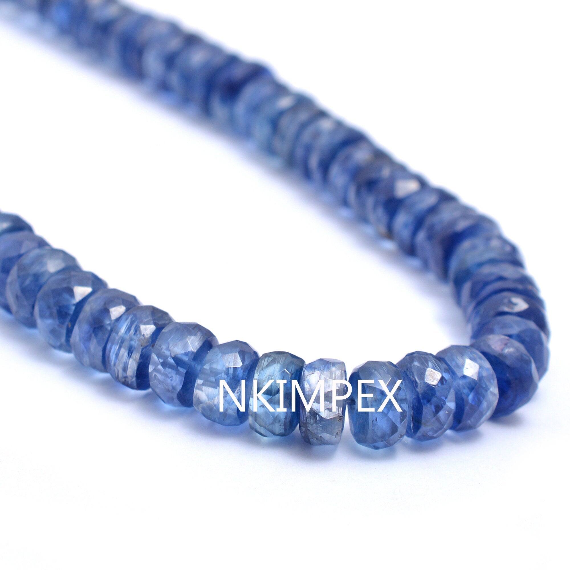 Kyanite Faceted Rondelle Beads, Blue Kyanite Rondelle Beads, Kyanite Beads, Kyanite Jewelry Making Gemstone Beads, 14 Inches