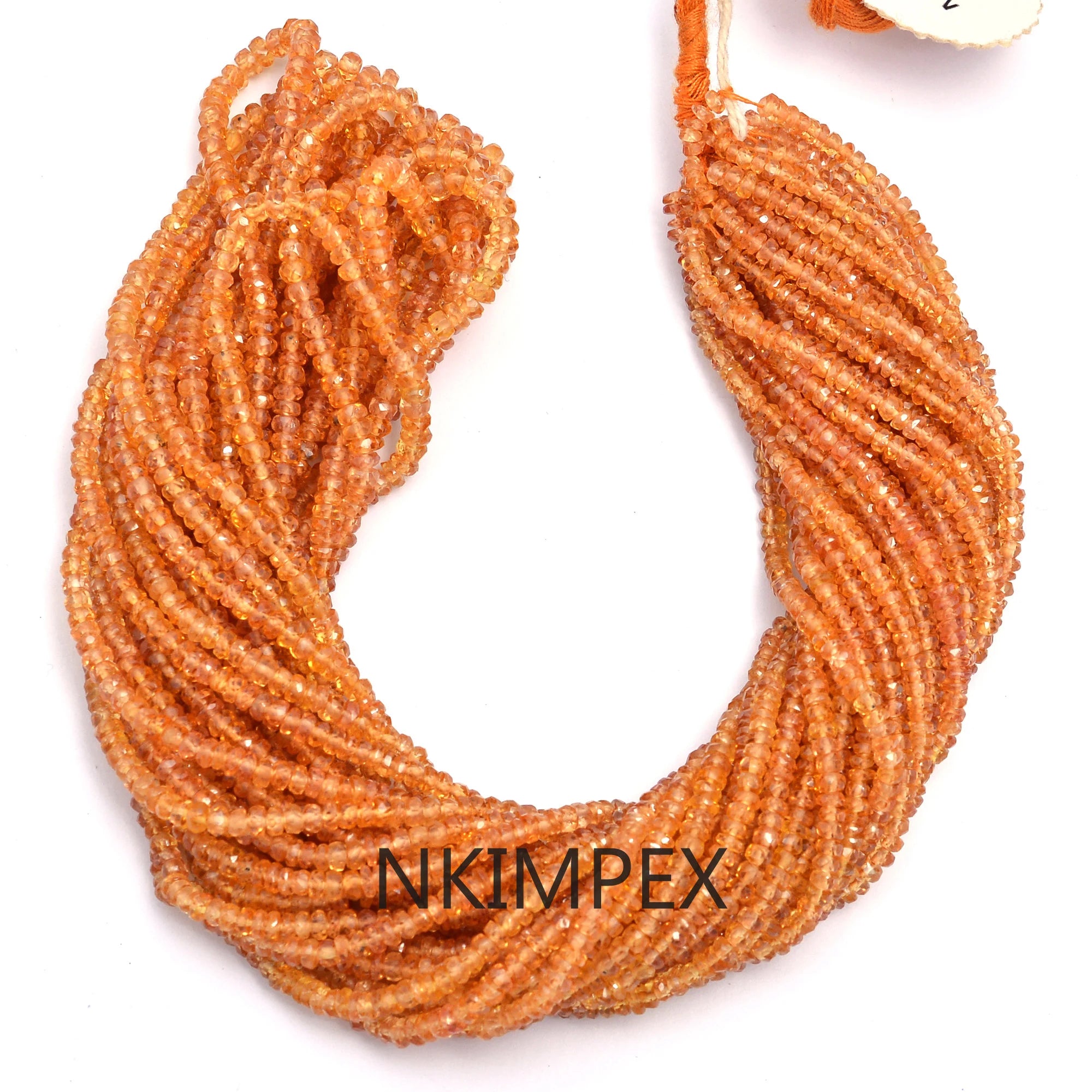 Orange Songea Sapphire Faceted Rondelle Beads, 2 mm To 3 mm, Songea Sapphire Beads, Orange Sapphire Jewelry Making Gemstone Beads (SKU025)