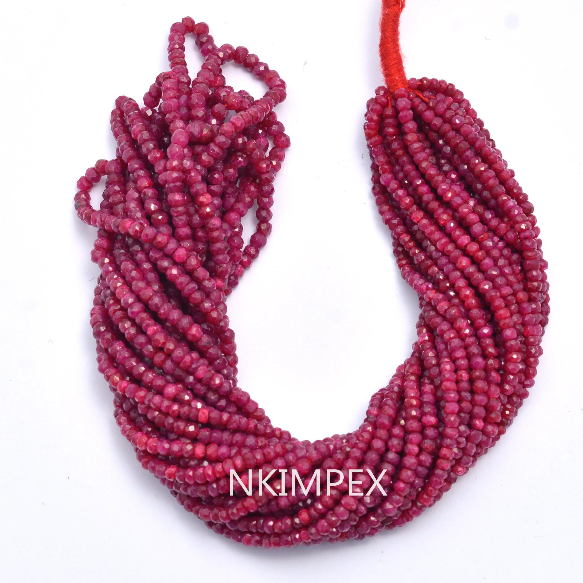 Pink Ruby Faceted Rondelle Beads, 2 mm To 3.5 mm, Ruby Rondelle Beads, Ruby Jewelry Making Gemstone Beads, 16 Inch Strand (SKU029)