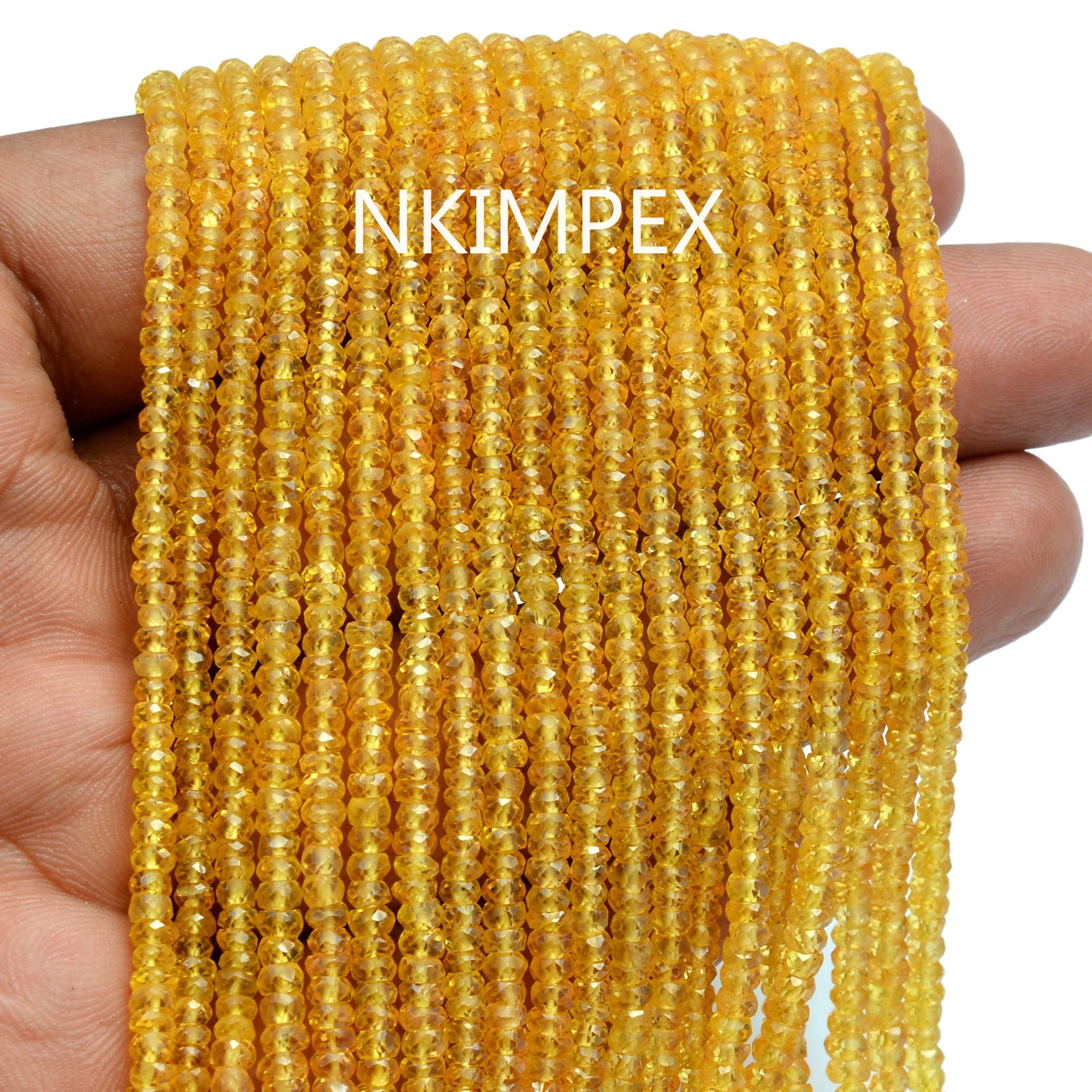 Natural Yellow Sapphire Faceted Rondelle Beads, 2.5 mm To 3.5 mm, Yellow Sapphire Beads, Sapphire Jewelry Making Gemstone, 16 Inch, SKU 030