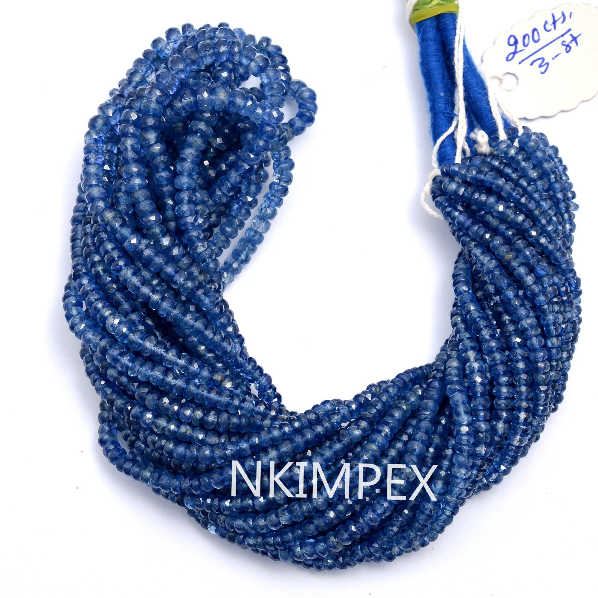Natural Kyanite Faceted Rondelle Beads, 3 To 4 mm, 16 Inch, (SKU031)