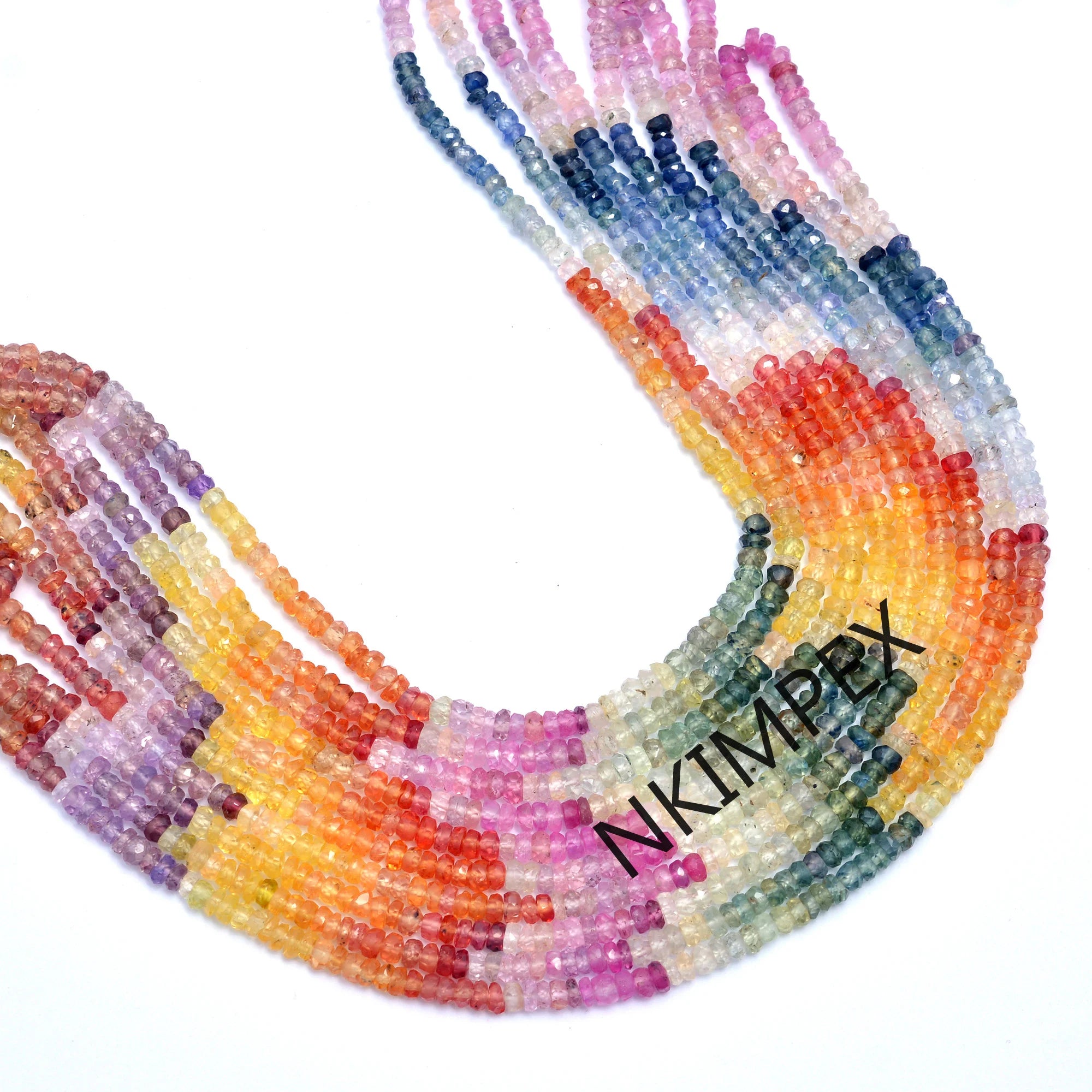 Natural Multi Sapphire Faceted Rondelle Beads, 3 mm, Multi Sapphire Rondelle, Sapphire Faceted Beads, 16 Inch, SKU 033