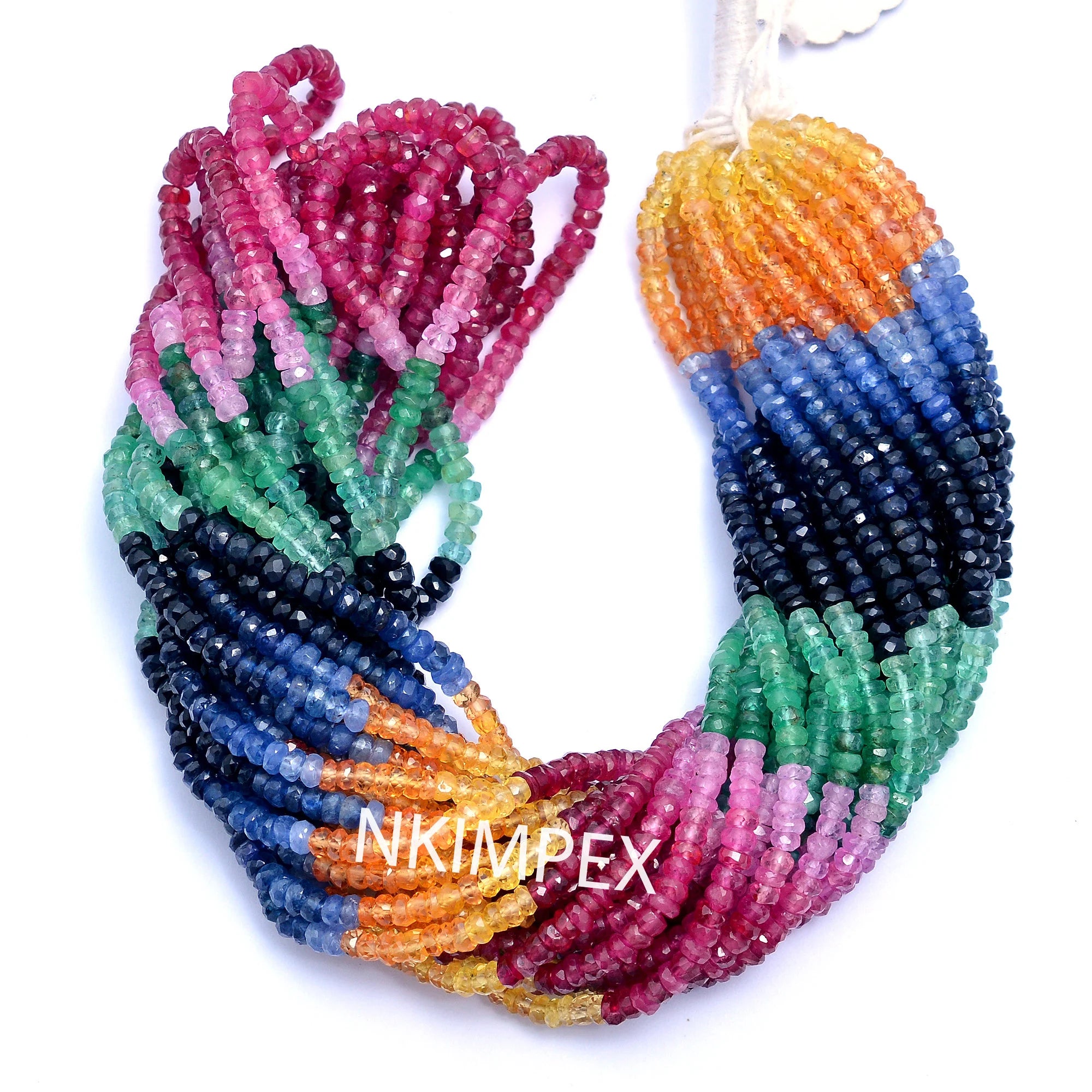 Natural Multi Sapphire Faceted Rondelle Beads, 3 To 3.5 mm, 16 Inch Strand, (SKU050)
