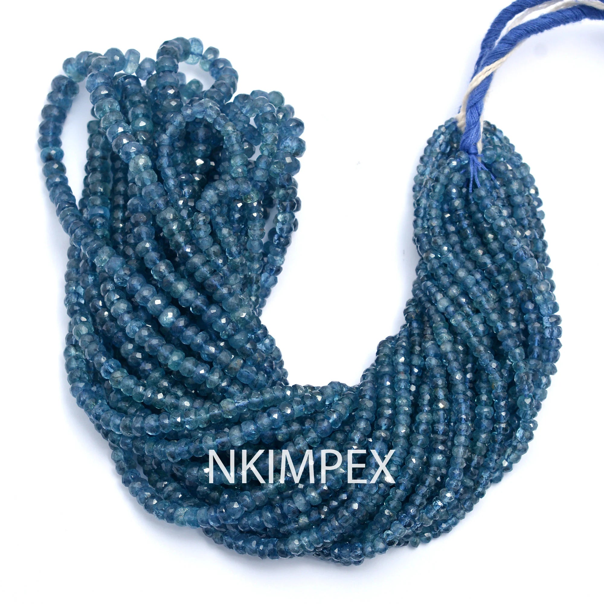 Natural Aquamarine Faceted Rondelle Beads, Santamaria Aquamarine Beads, Aquamarine Jewelry Making Gemstone Beads, 16 Inch Strand, (SKU062)