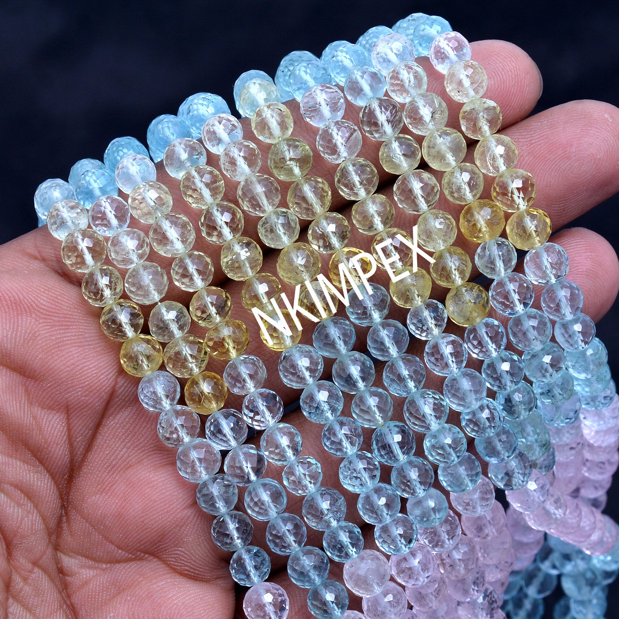 Natural Multi Aquamarine Faceted Round Balls Beads, Handmade Jewelry, AAA Quality Aquamarine Beads, 8 Inch Strand, (SKU074)