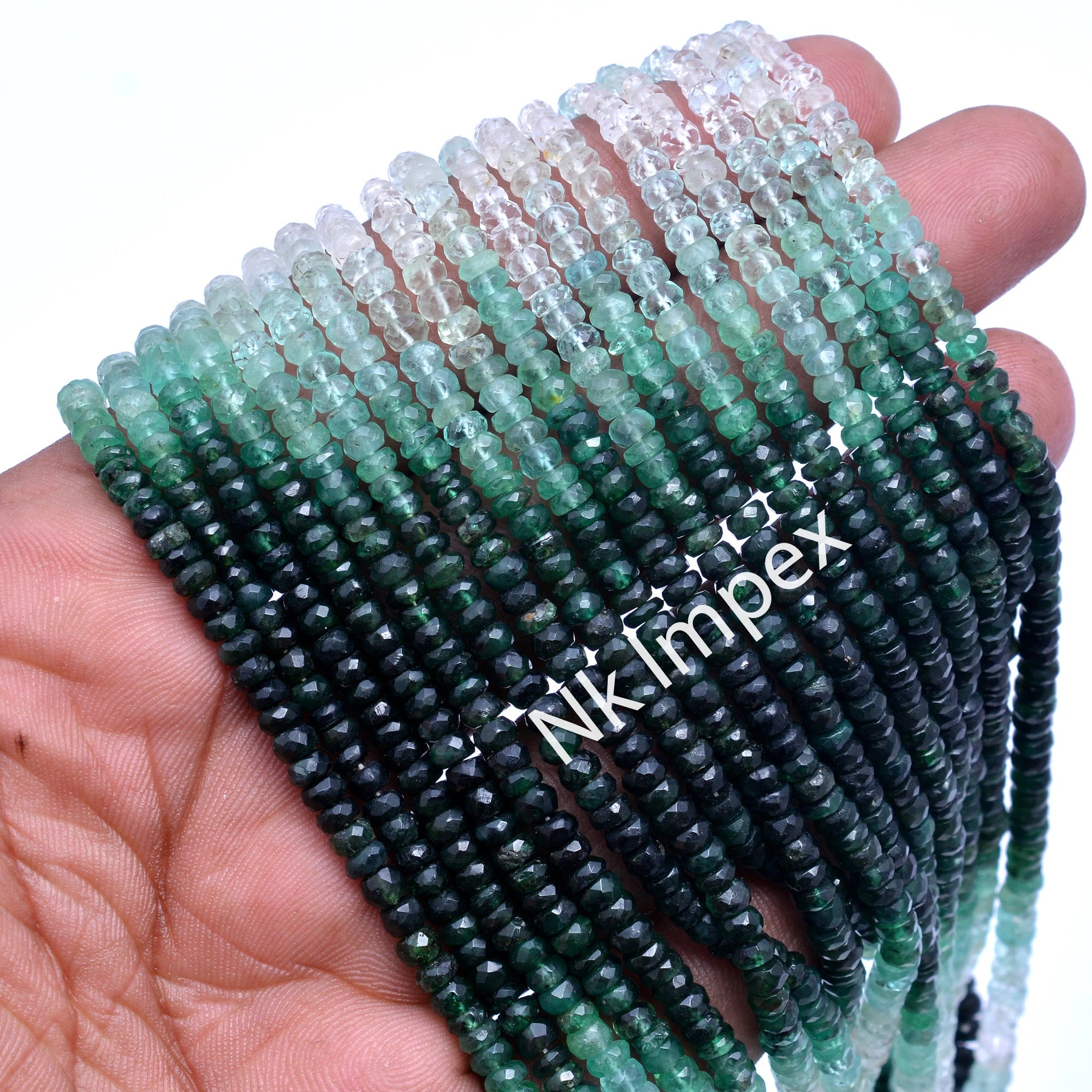Natural Emerald Shaded Faceted Rondelle Beads, 2.5 mm To 4 mm, Emerald Shaded Beads, Emerald Jewelry Making Gemstone Beads, 16 Inch (SKU102)