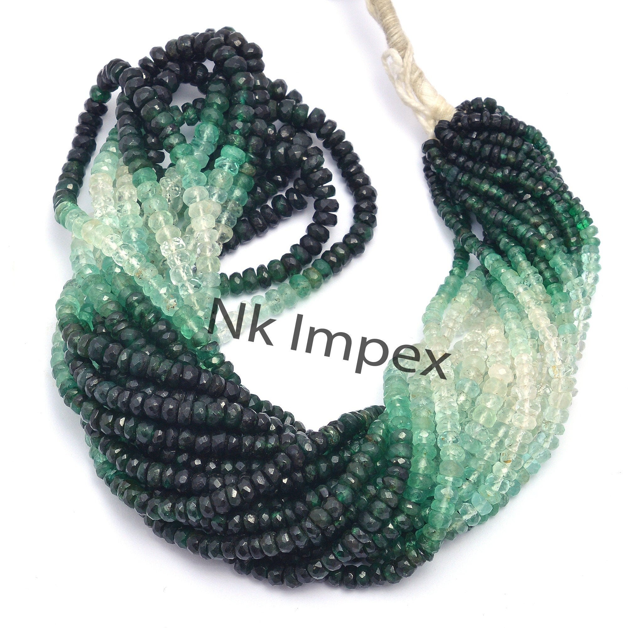 Natural Emerald Shaded Faceted Rondelle Beads, 2.5 mm To 4 mm, Emerald Shaded Beads, Emerald Jewelry Making Gemstone Beads, 16 Inch
