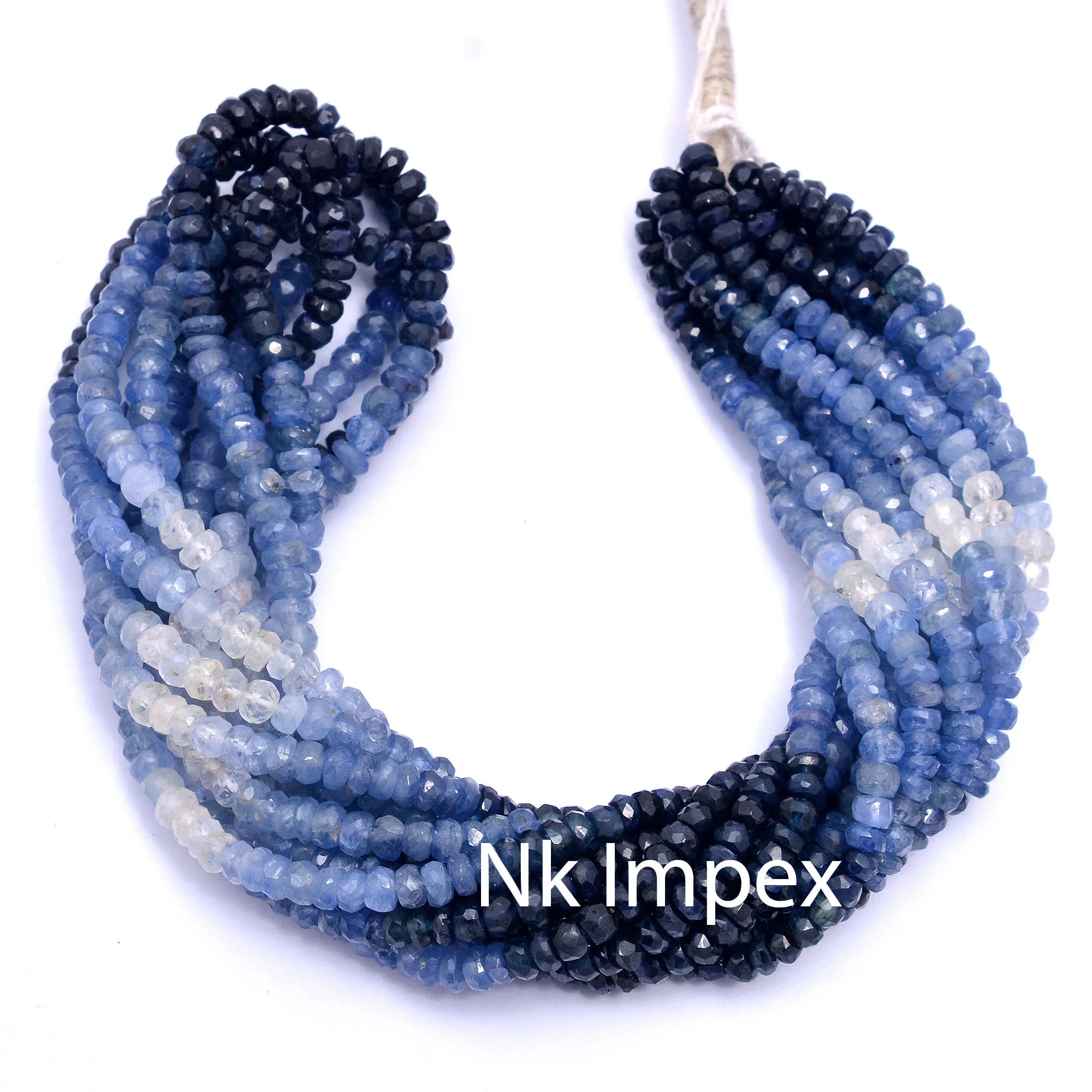 Natural Blue Sapphire Shaded Faceted Rondelle Beads, 3 mm - 4 mm Sapphire Beads, Sapphire Beads, Jewelry Beads, 15 Inches Strand (SKU103)