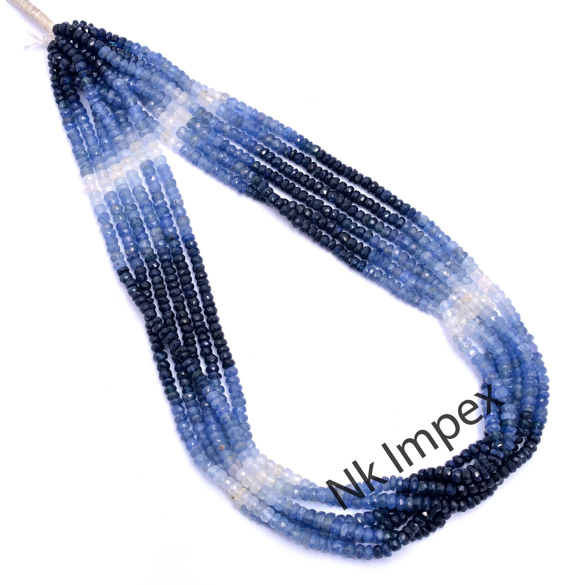 Natural Blue Sapphire Shaded Faceted Rondelle Beads, 3 mm - 4 mm Sapphire Beads, Sapphire Beads, Jewelry Beads, 15 Inches Strand (SKU103)