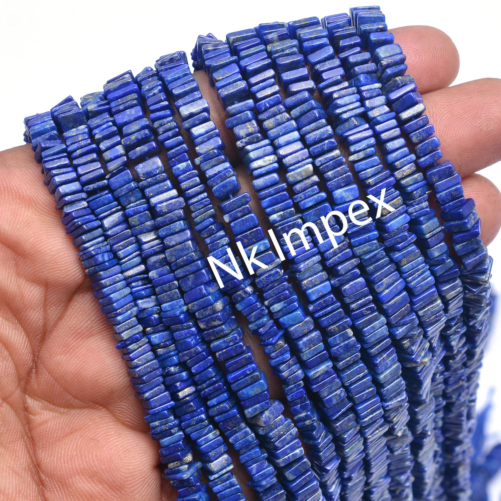 Natural Lapis Smooth Square Beads, Lapis Lazuli Square Beads, Lapis Lazuli Jewelry Making Gemstone Square Beads, 16 Inch Strand, SKU 104