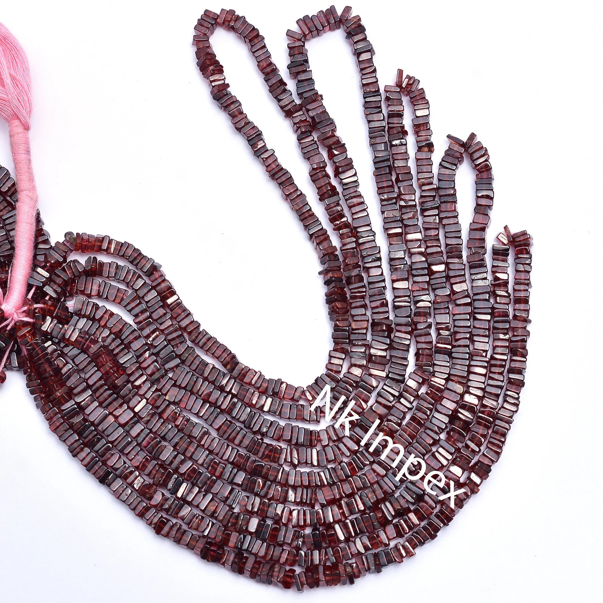 Natural Red Garnet Smooth Square Beads, Red Garnet Square, Garnet Square Jewelry Making Gemstone Beads, 16 Inch Strand, SKU 119