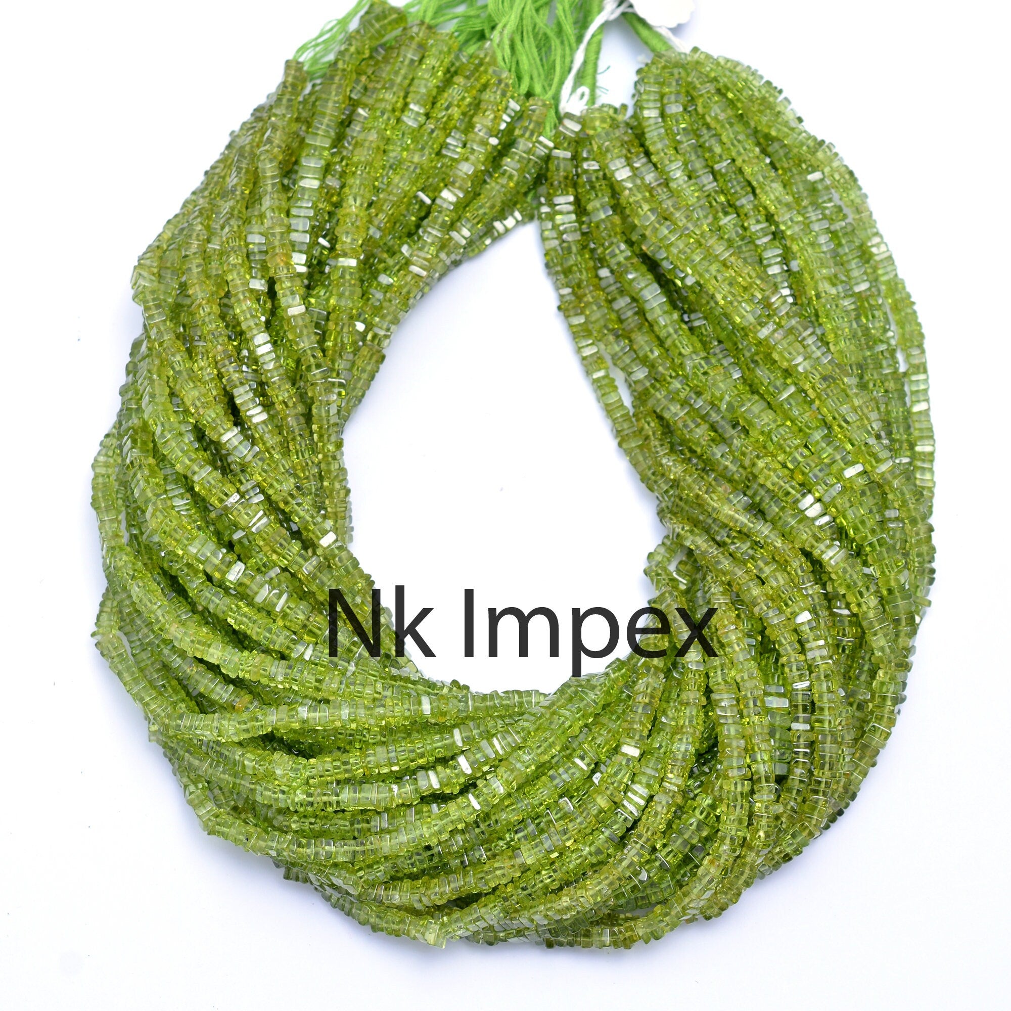 Peridot Smooth Square Beads, Green Peridot Square Beads, Peridot Jewelry Making Gemstone Beads, 16. Inch Strand, SKU 110