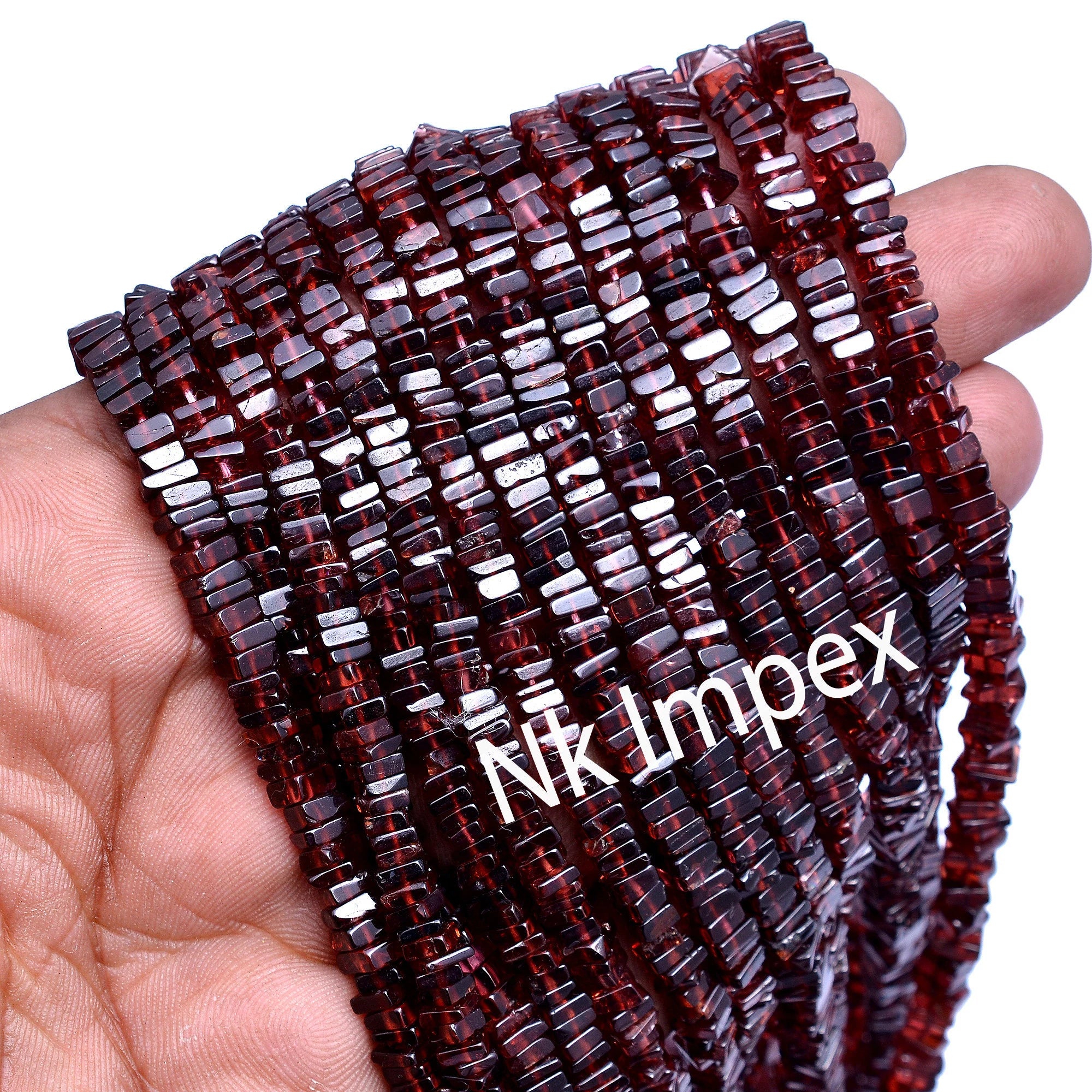 Natural Red Garnet Smooth Square Beads, Red Garnet Square, Garnet Square Jewelry Making Gemstone Beads, 16 Inch Strand, SKU 119