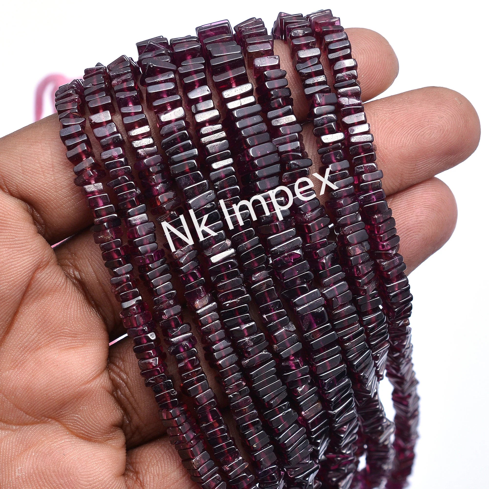Natural Rhodolite Garnet Smooth Square Beads, Rhodolite Garnet Square, Garnet Square Beads, Gemstone Beads Jewelry, 16 Inch Beads (SKU120)