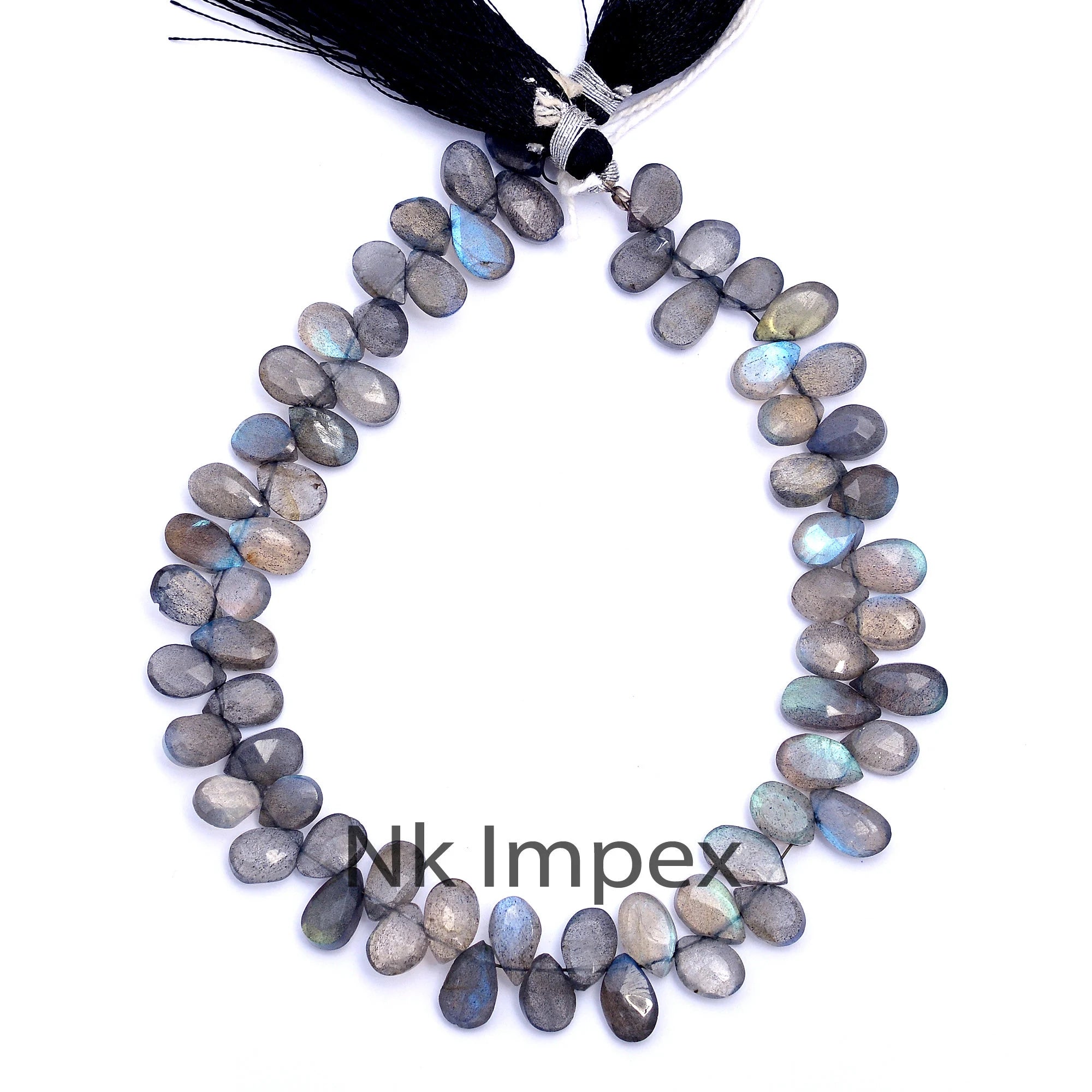 Labradorite Faceted Pear Beads, Black Labradorite Pear Beads, Labradorite Pear, Labradorite Jewelry Gemstone Beads, 7.5 Inch, SKU 139