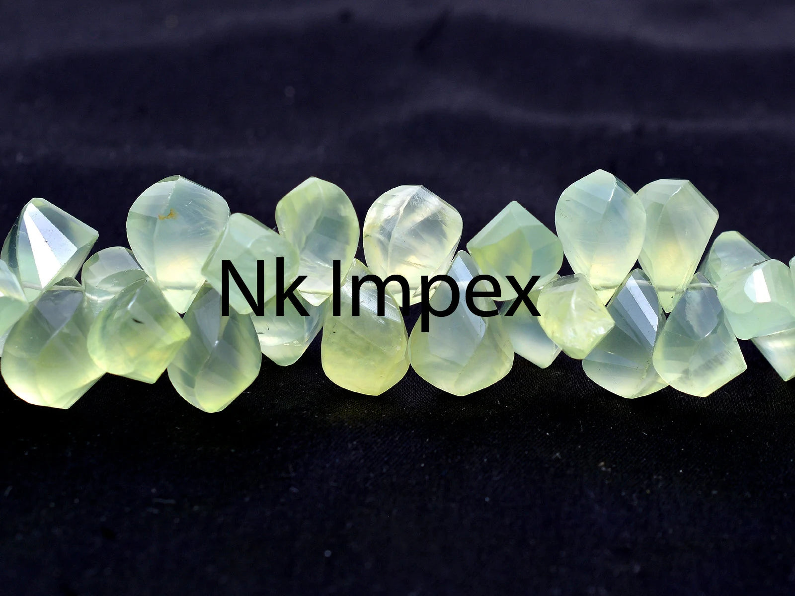 Natural Prehnite Faceted Twisted Drops Beads, 8x16 mm To 12x21 mm, Prehnite Twisted Drops, Prehnite Jewelry Making Gemstone, 8 Inch SKU 154