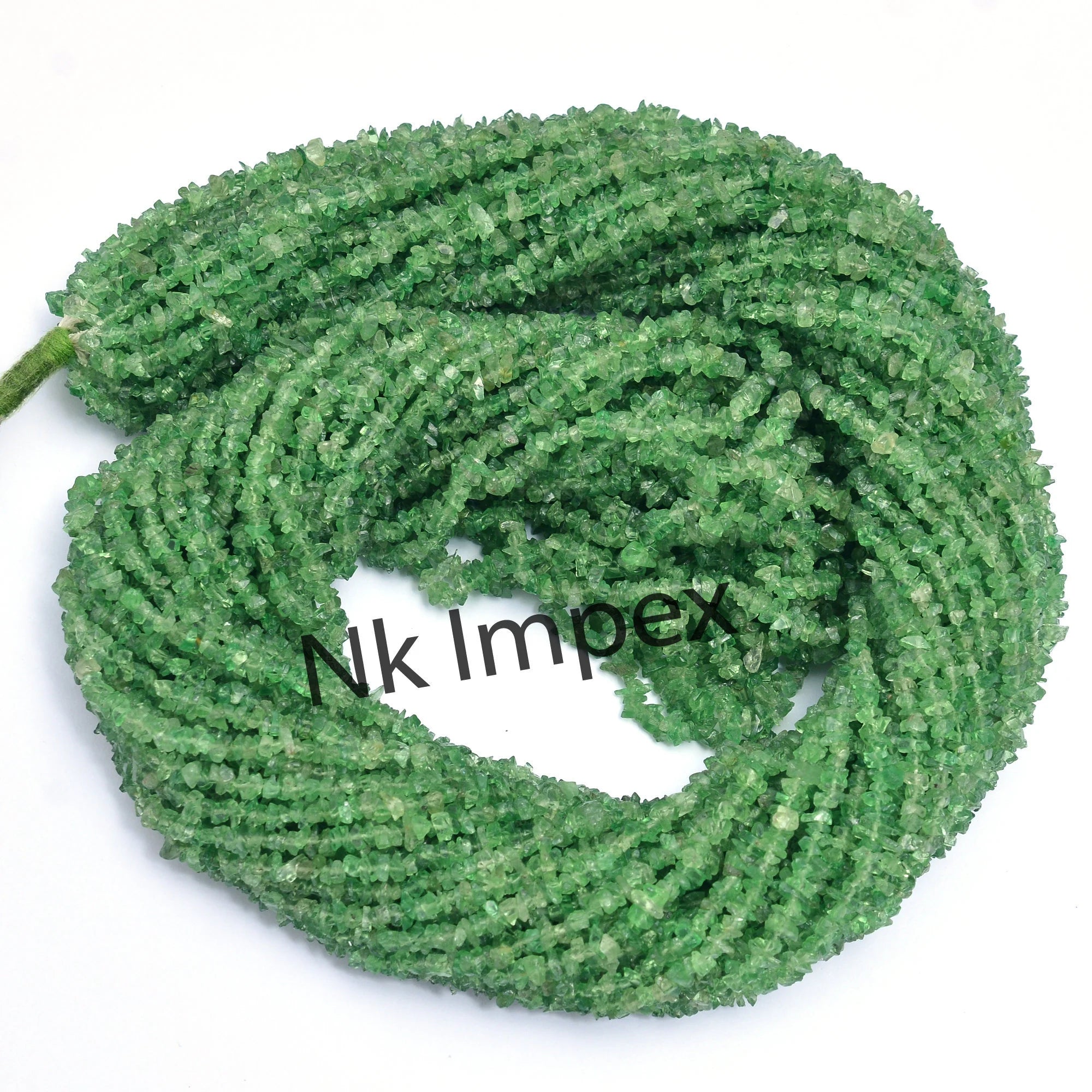 Tsavorite Smooth Uncut Beads, 3 mm - 4 mm, Tsavorite Chips Beads, Tsavorite Uncut, Tsavorite Handmade Jewelry, Gem Quality, 36 Inch, SKU 177