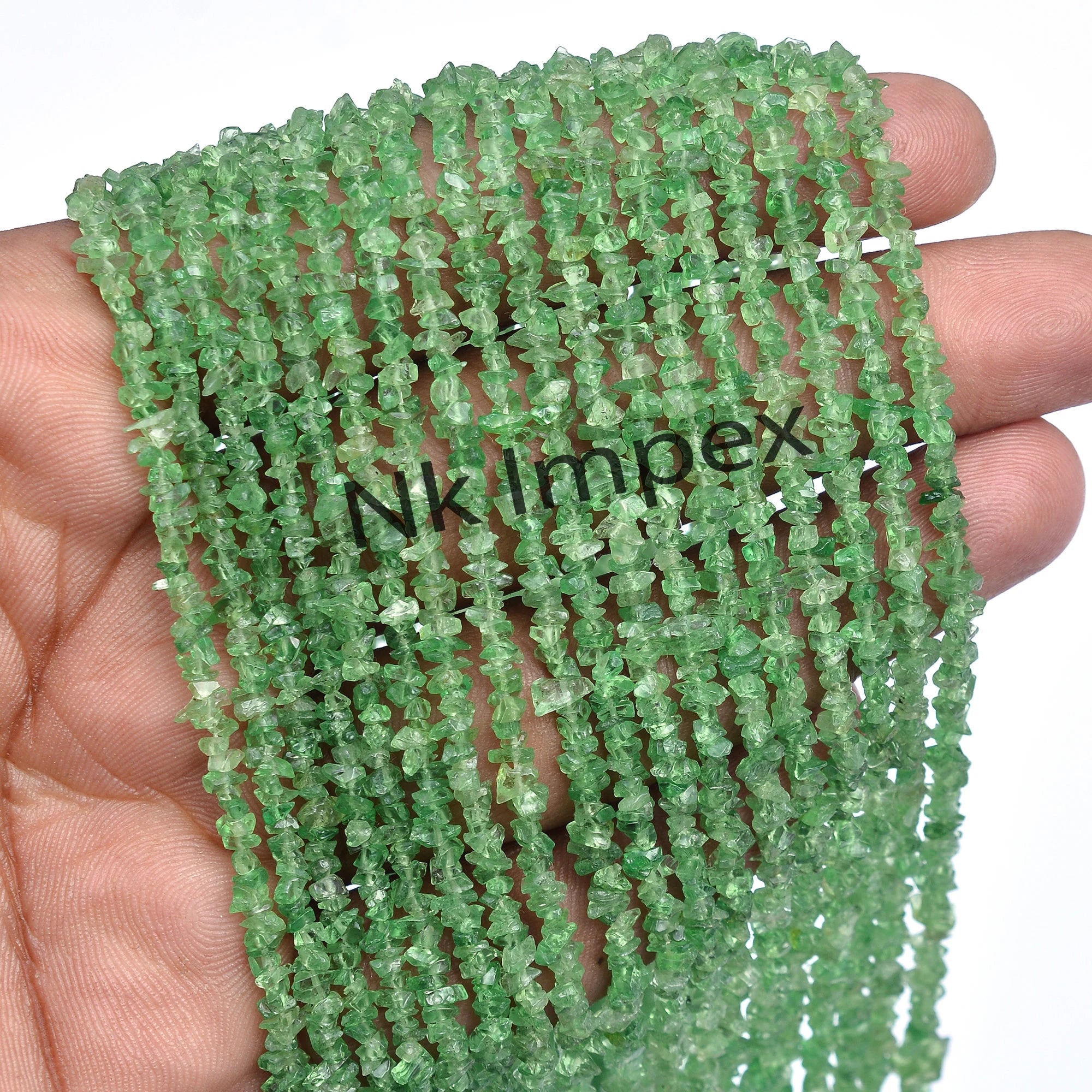 Tsavorite Smooth Uncut Beads, 3 mm - 4 mm, Tsavorite Chips Beads, Tsavorite Uncut, Tsavorite Handmade Jewelry, Gem Quality, 36 Inch, SKU 177