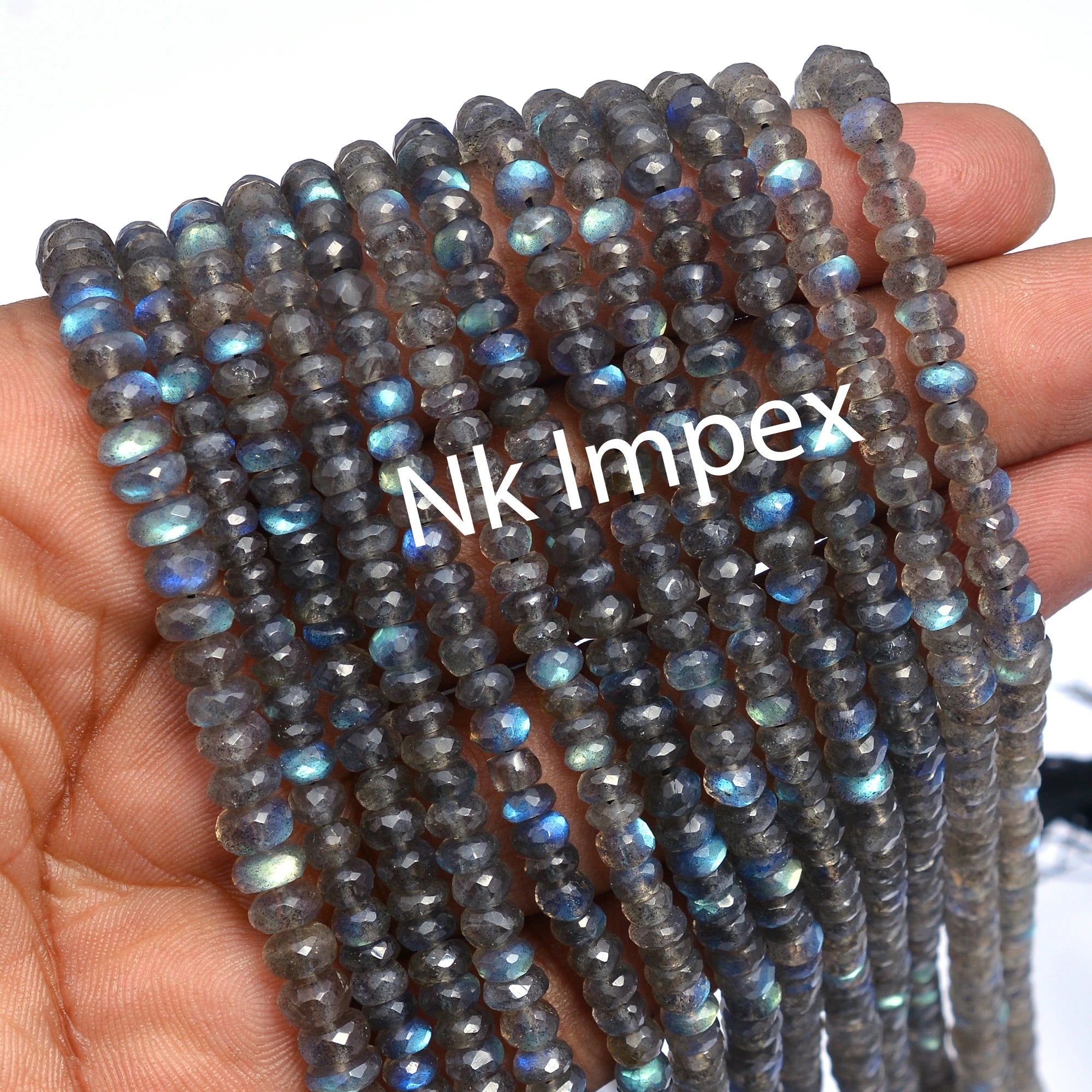 Labradorite Faceted Rondelle Beads, 5 mm - 6 mm, 7 mm, Black Rainbow Faceted Beads, Labradorite Beads, Jewelry Making Beads, SKU 181
