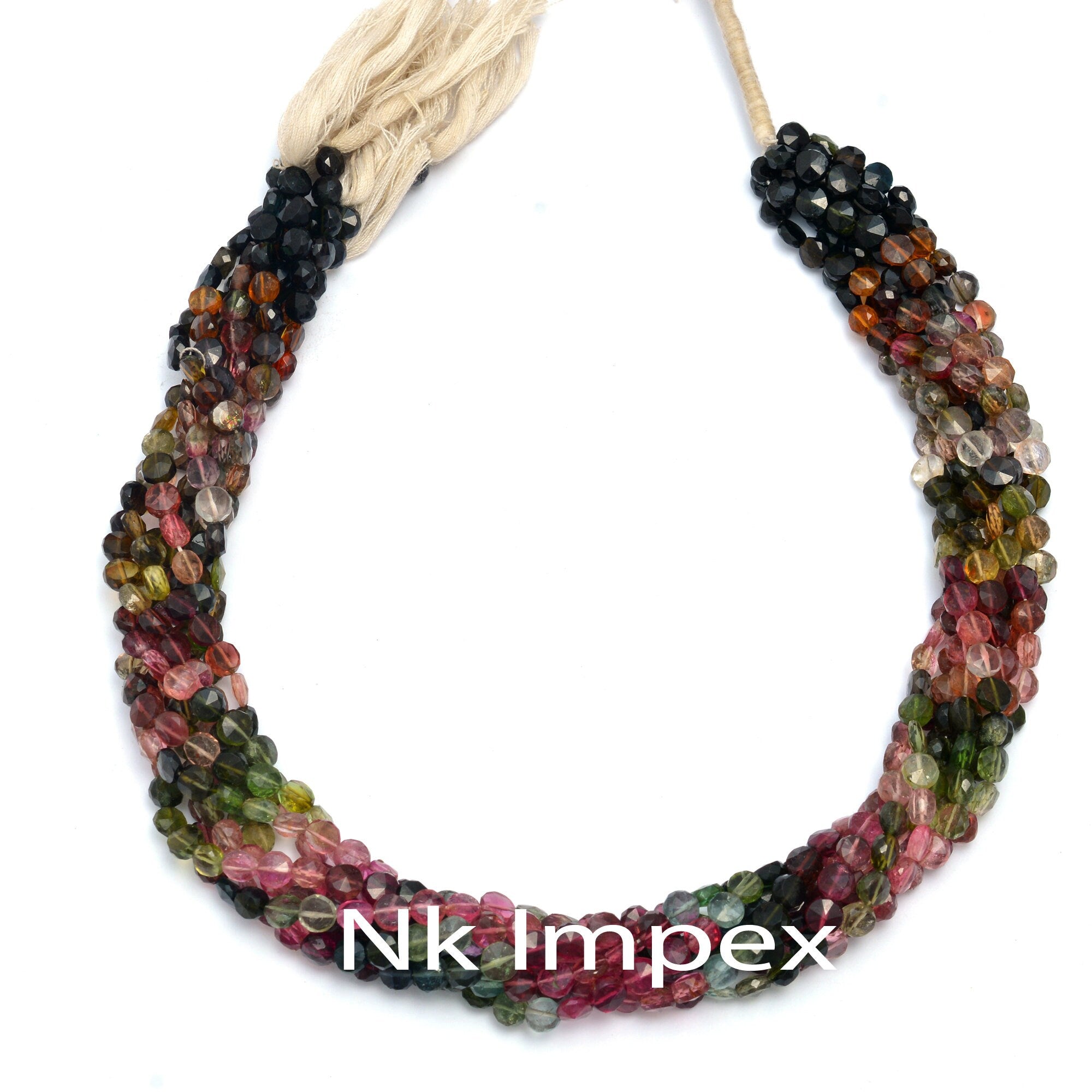 Natural Multi Tourmaline Faceted Coin Beads, 5.5 mm - 6 mm, Multi Tourmaline Coin, Tourmaline Coin Beads, Jewelry Beads, 16 Inch, SKU 196