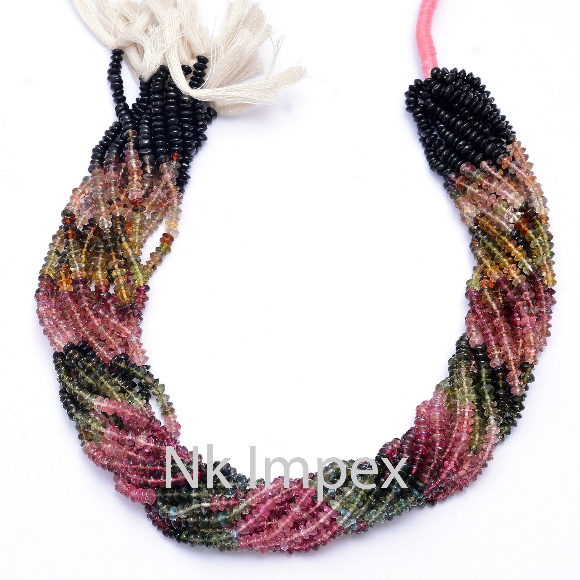 Natural Multi Tourmaline Smooth Rondelle Beads, 4 mm Tourmaline Loose Beads, 15 Inch Strand, (SKU212)