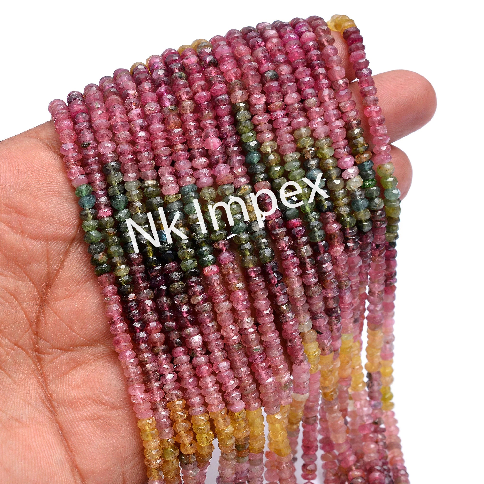 Natural Multi Tourmaline Faceted Rondelle Beads, 4 mm, 15 Inch Strand, (SKU224)