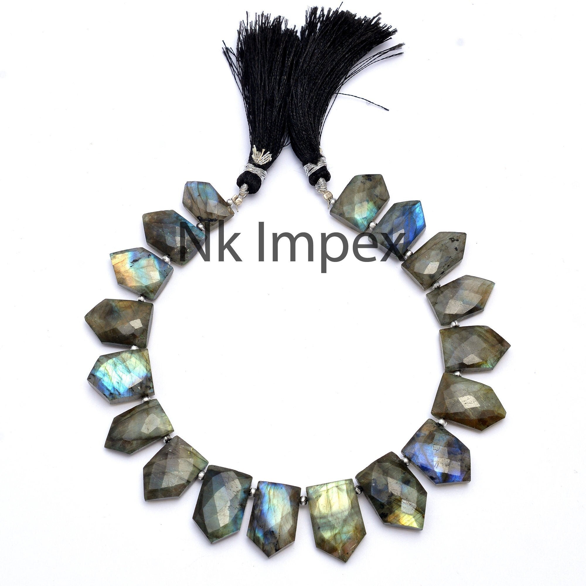 Black Rainbow Labradorite Shield Gemstone Beads, 10x16 To 13x19 mm, (SKU234)