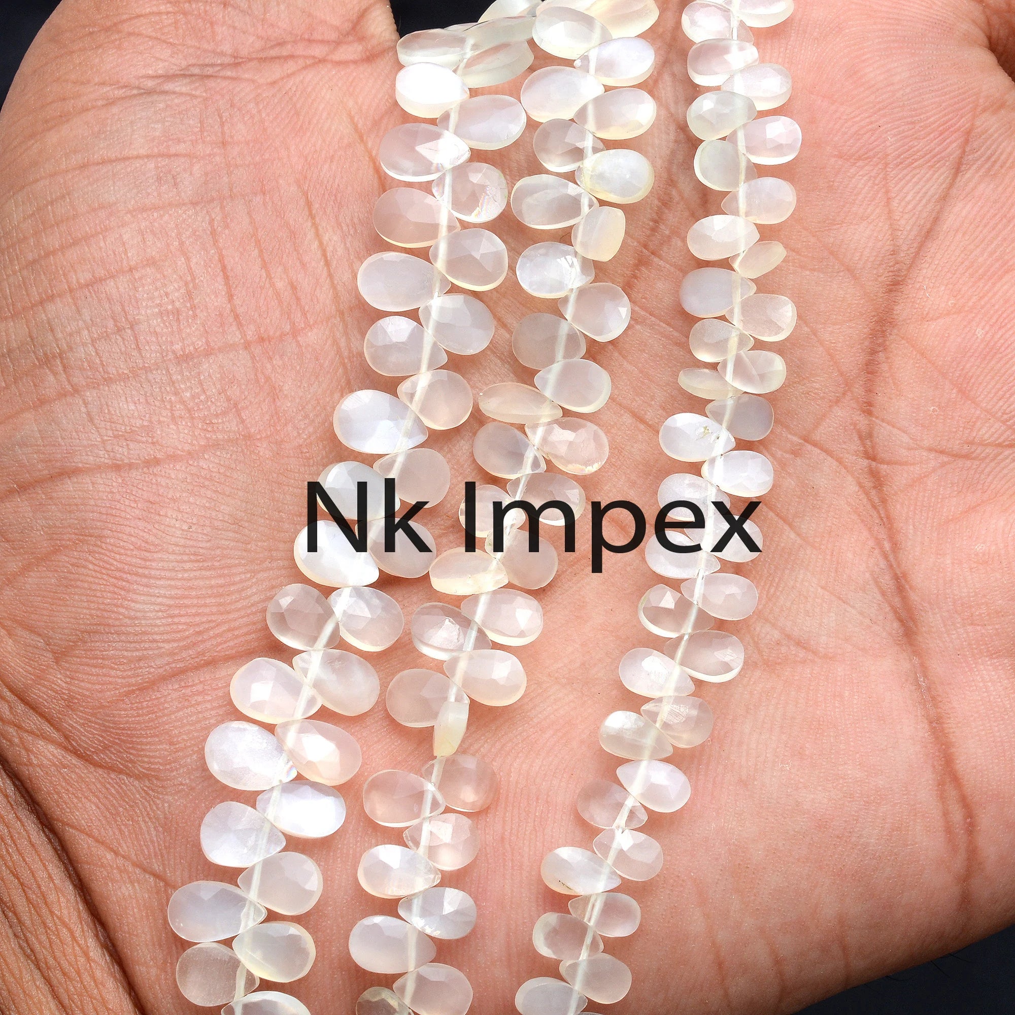 Natural White Moonstone Faceted Pear Beads, 4x5 mm To 5x7 mm, Moonstone Faceted Pear, White Color Pear, Gemstone Beads, 8 Inch