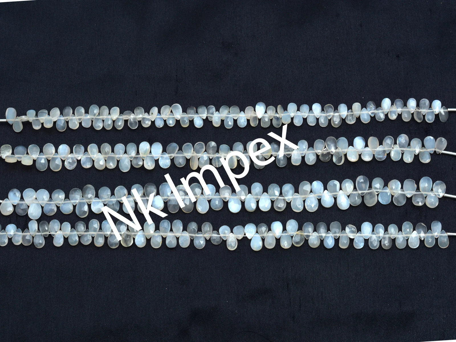 Natural White Moonstone Faceted Pear Beads, 4x5 mm To 5x7 mm, Moonstone Faceted Pear, White Color Pear, Gemstone Beads, 8 Inch