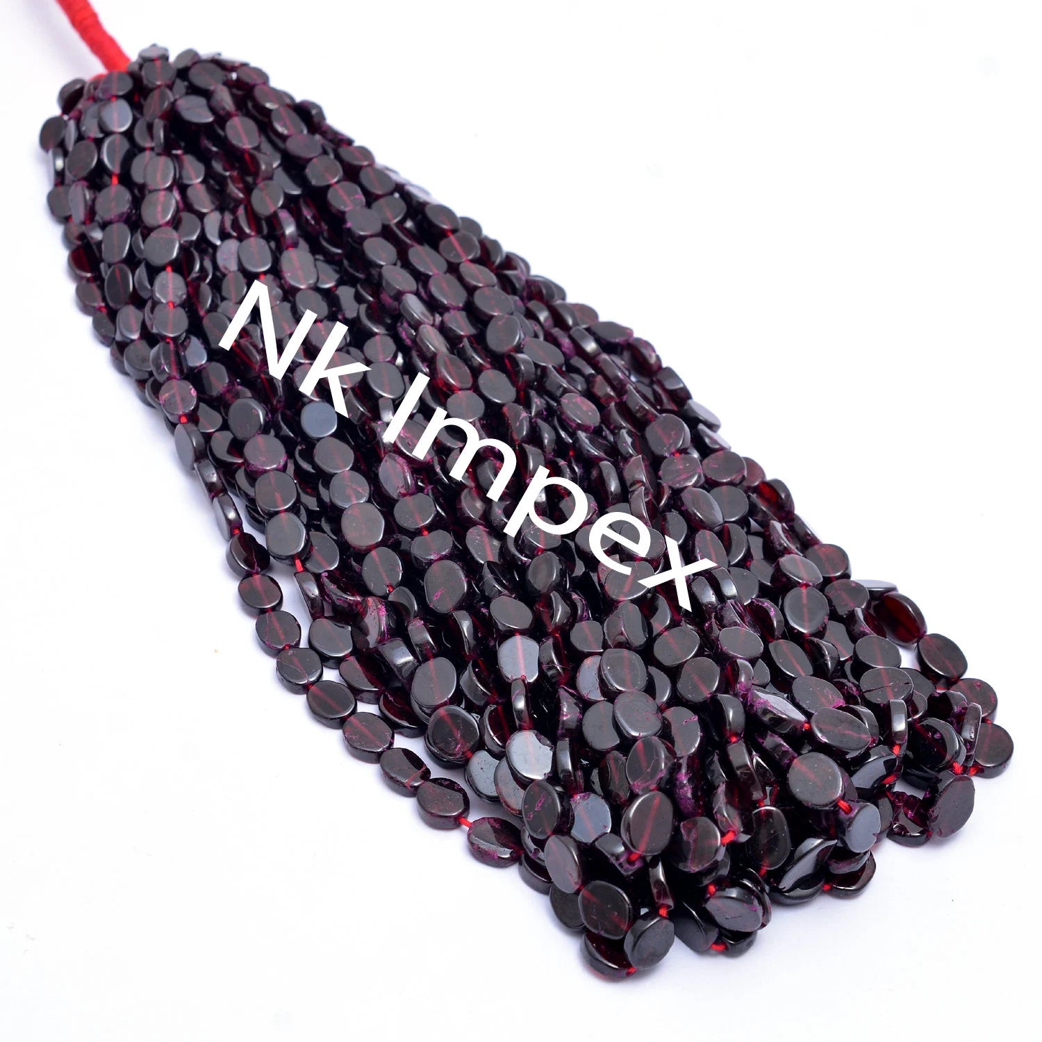 Natural Red Garnet Smooth Flat Oval Beads, 6x6 mm To 8x10 mm, Red Garnet Flat Oval, Garnet Jewelry Making Gemstone Beads, 17 Inch