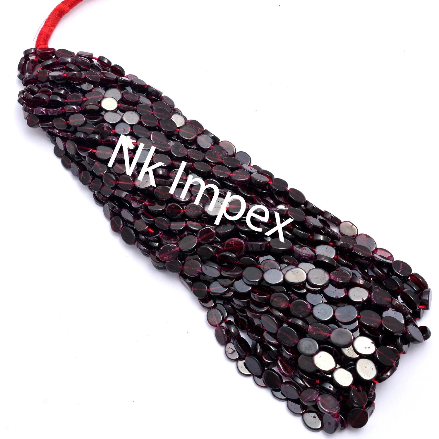 Natural Red Garnet Smooth Flat Oval Beads, 6x6 mm To 8x10 mm, Red Garnet Flat Oval, Garnet Jewelry Making Gemstone Beads, 17 Inch