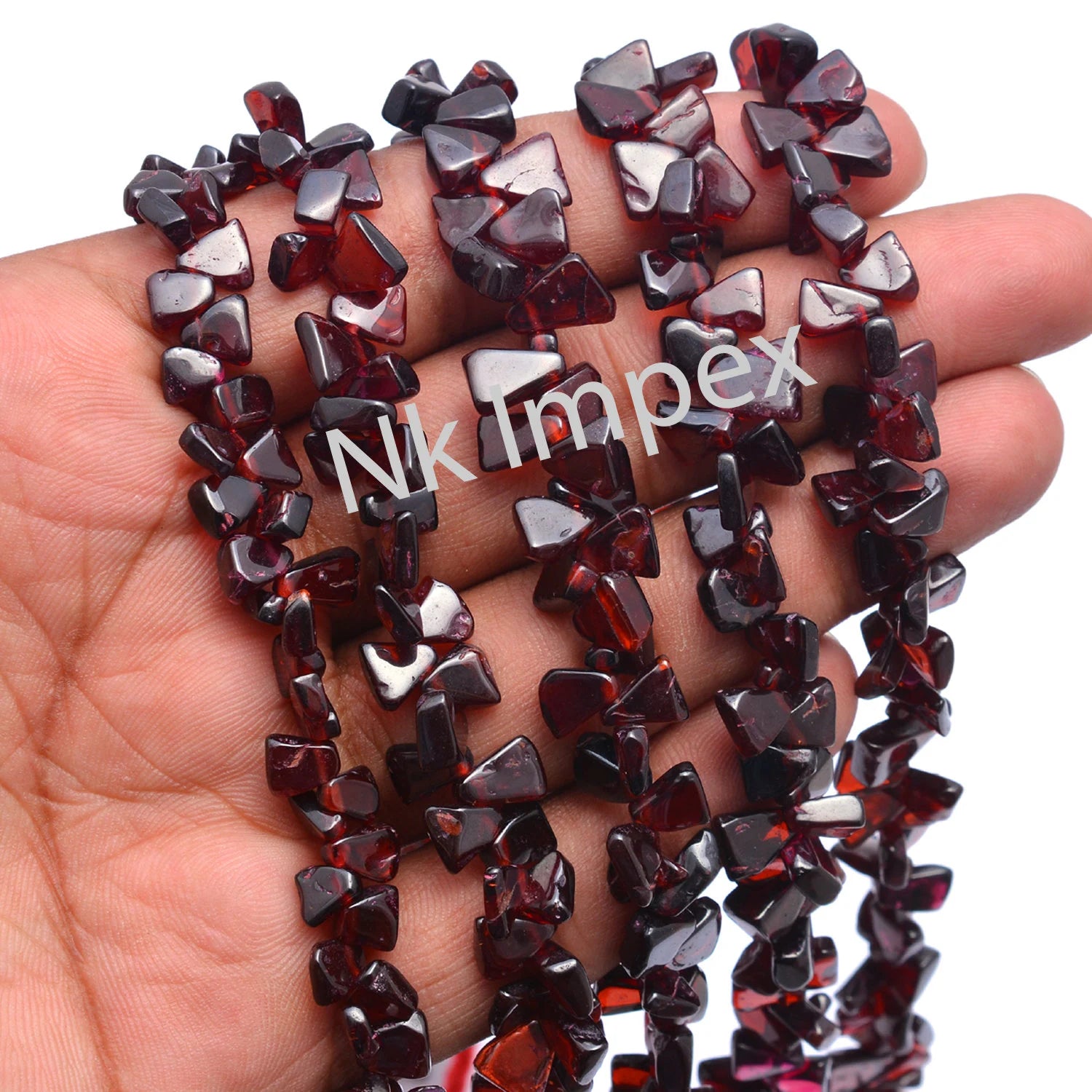 Natural Red Garnet Smooth Triangle Beads, 5x7 mm To 6x8 mm, SKU281