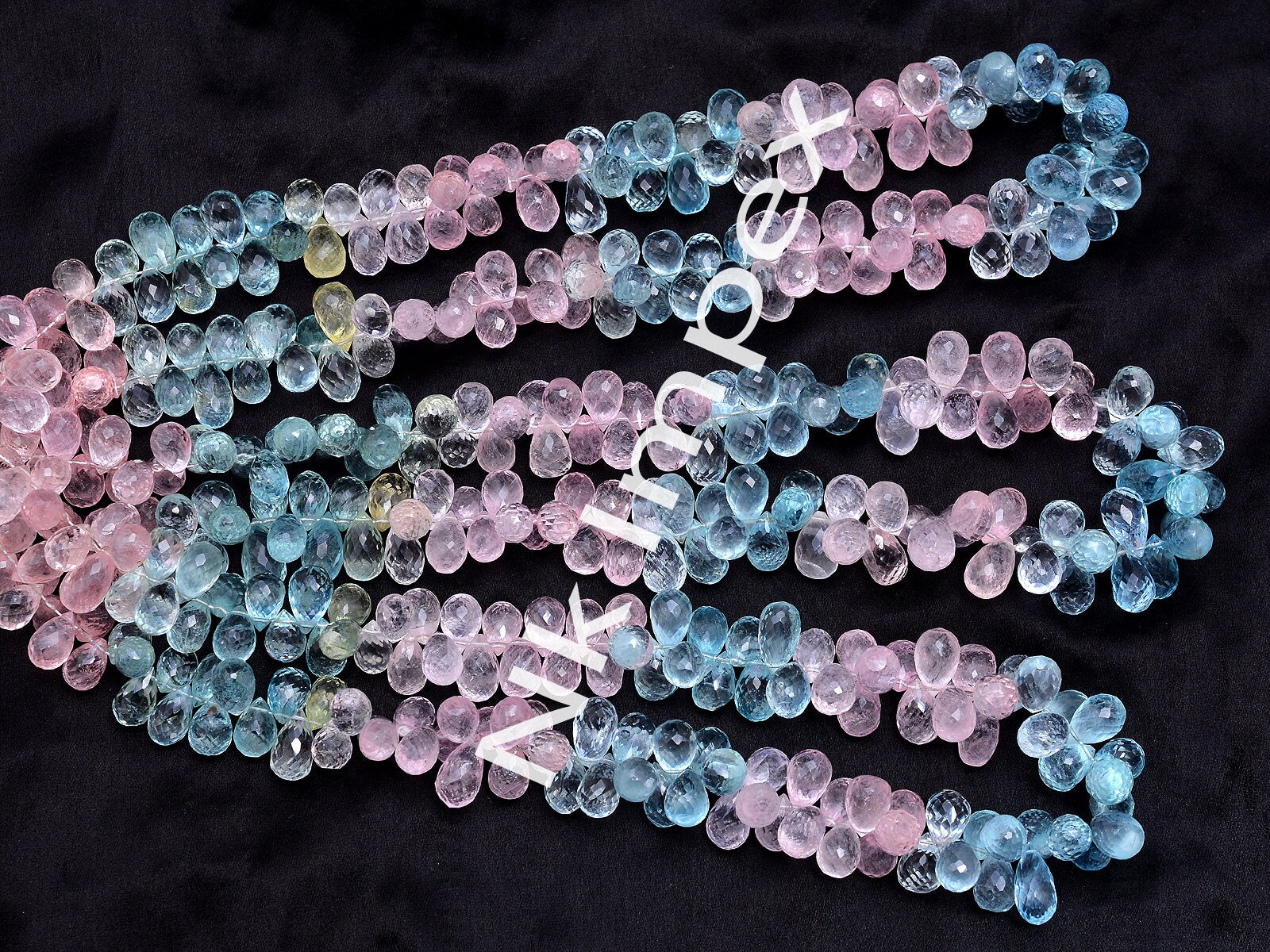 Multi Aquamarine Faceted Briolette Drops Beads, Multi Aquamarine Drops, Multi Beryl Drops, Aquamarine Jewelry Making Gemstone Drops