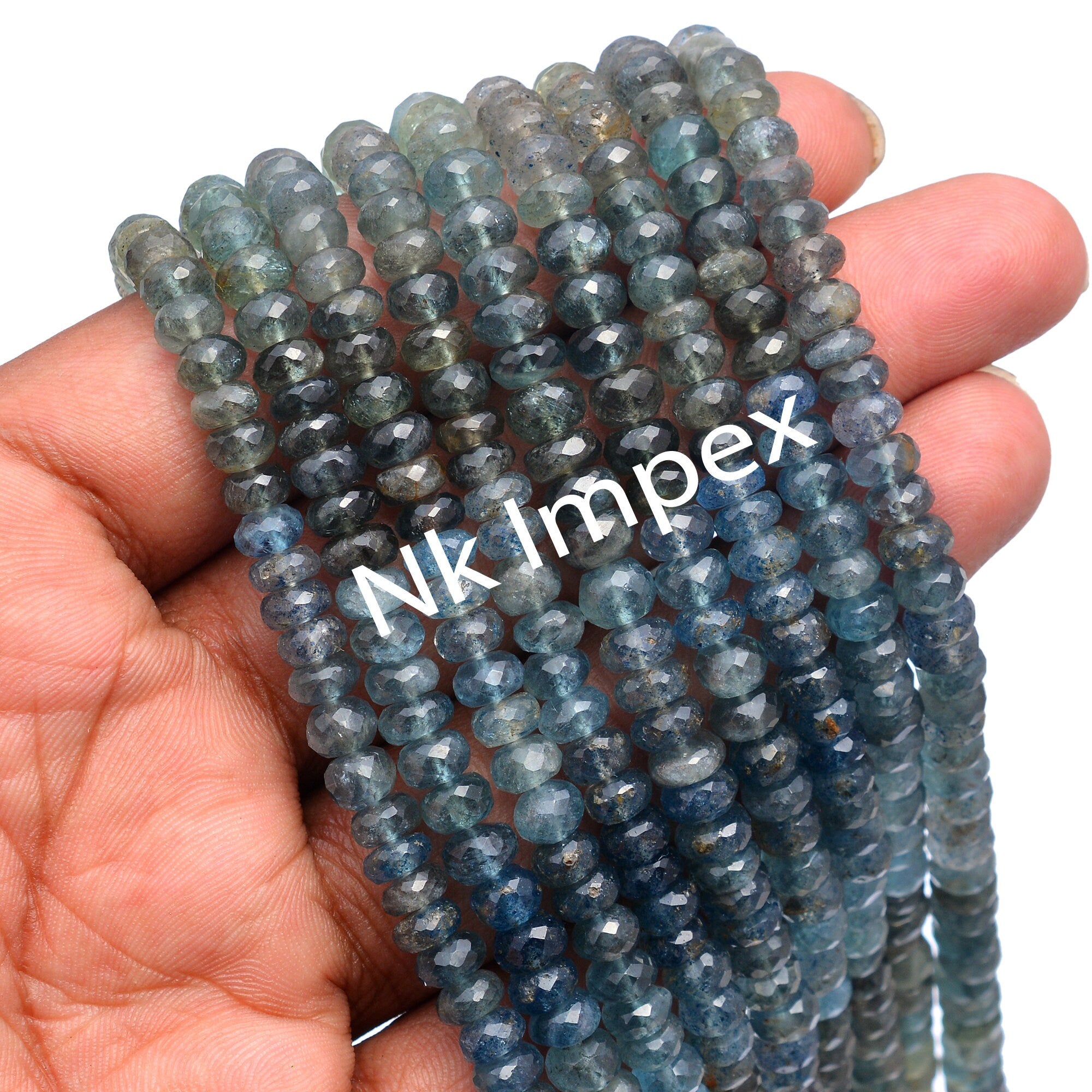 Natural Moss Aquamarine Faceted Rondelle Beads, 6 mm To 6.5 mm, Moss Aquamarine Beads, Aquamarine Jewelry Making Gemstone Beads, SKU 293