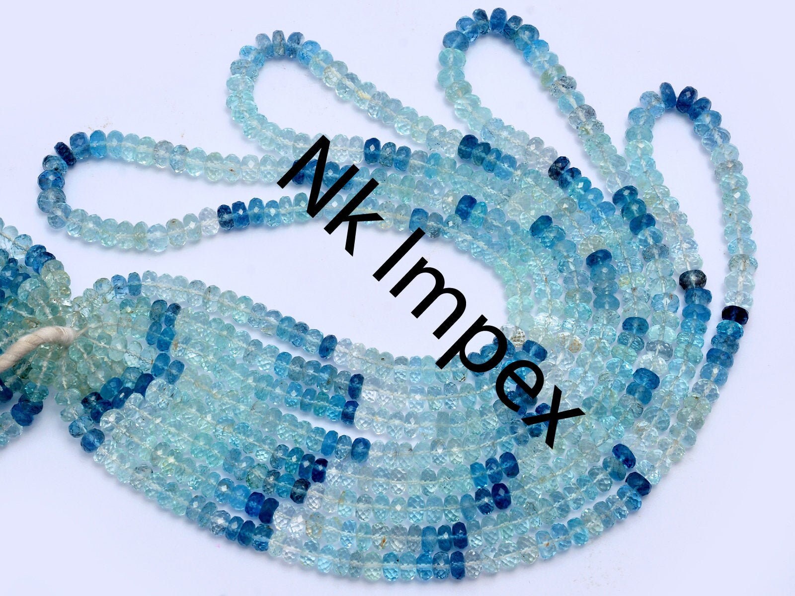 Aquamarine Faceted Rondelle Beads, 5 To 6.5 mm, Multi Aquamarine Beads, Aquamarine Wholesale Beads, Stone Beads, 19 Inch Strand (SKU296)
