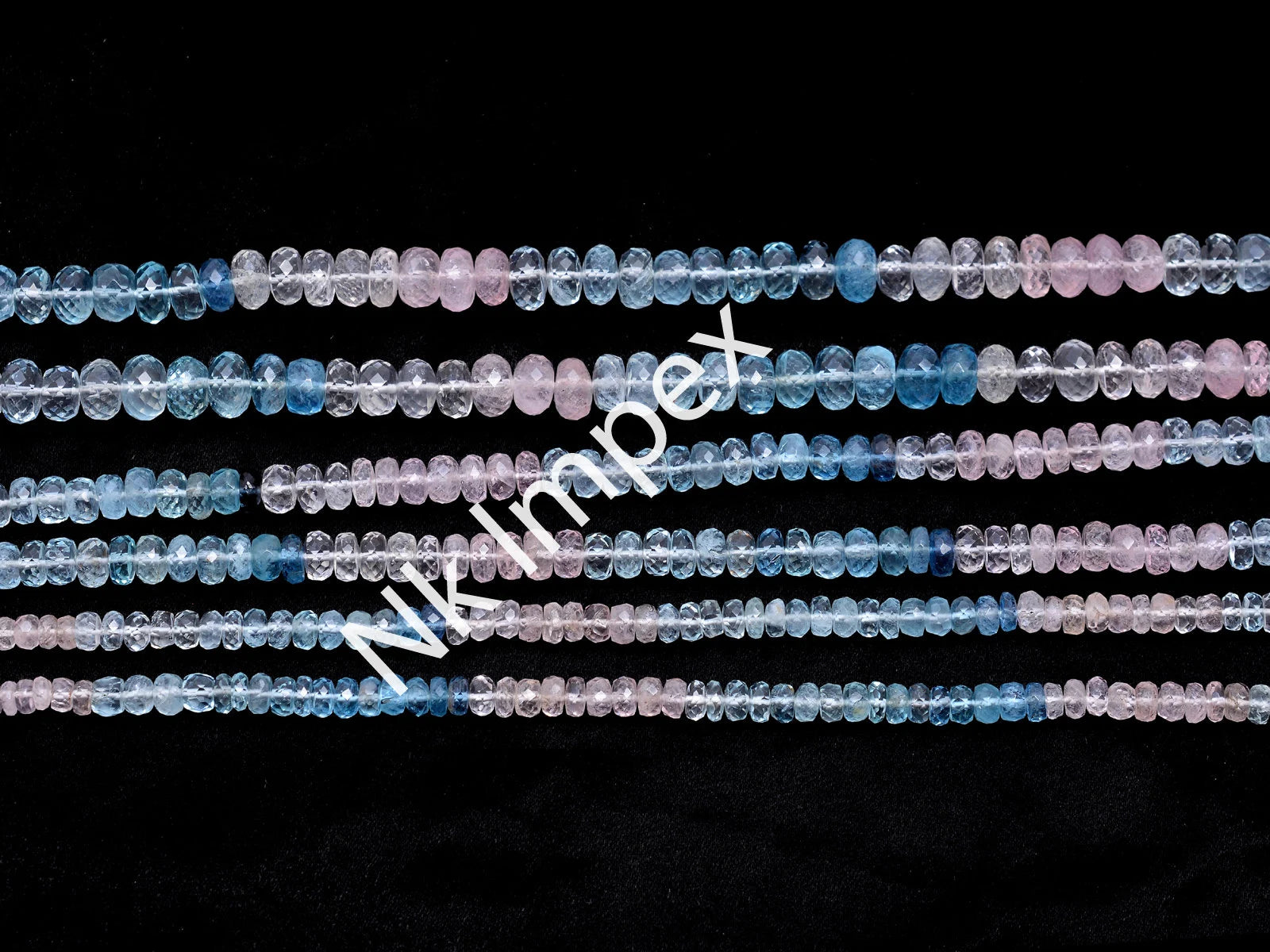 Multi Aquamarine Faceted Rondelle Beads, Multi Aquamarine Beads, Pink Blue Shaded Beads, Handmade Gift For Women, 18 Inch (SKU299)
