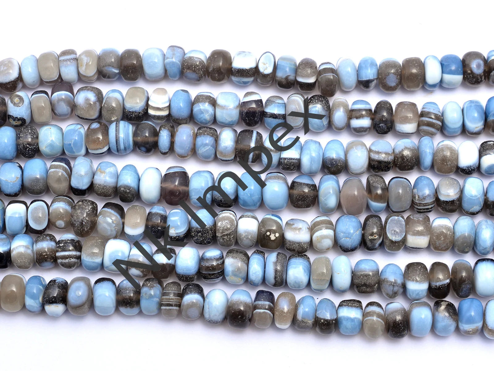 Blue Opal Smooth Rondelle Beads, 9 mm To 11 mm, Blue Opal Rondelle Smooth Fancy Beads, Opal Jewelry Making Gemstone Beads, 9 Inch