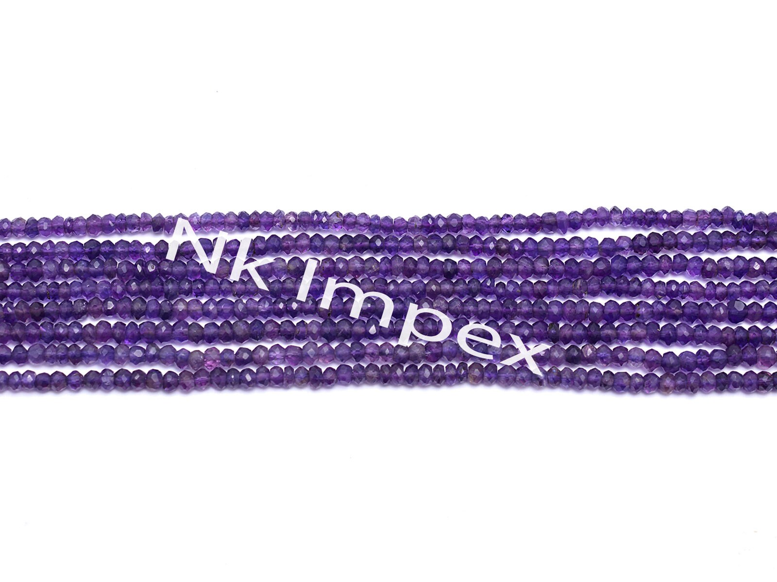 Natural Amethyst Faceted Rondelle Beads, 3 mm To 4 mm, Amethyst Faceted Beads, Amethyst Jewelry Making Beads, 14.5 Inch