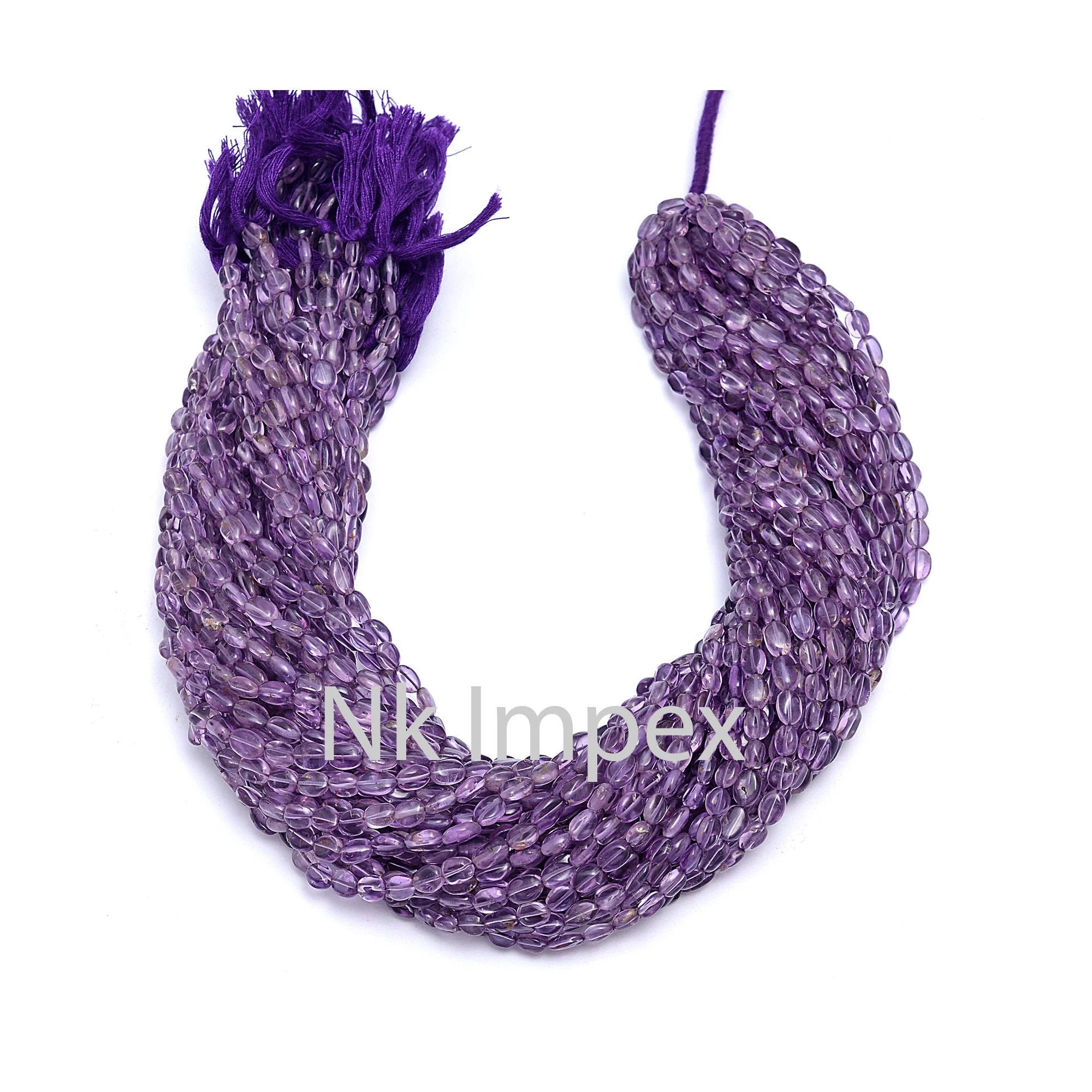 Natural Purple Amethyst Smooth Oval Beads, 4x6 To 5x7 mm, 15 Inch Amethyst Gemstone Beads Supplier, (SKU332)