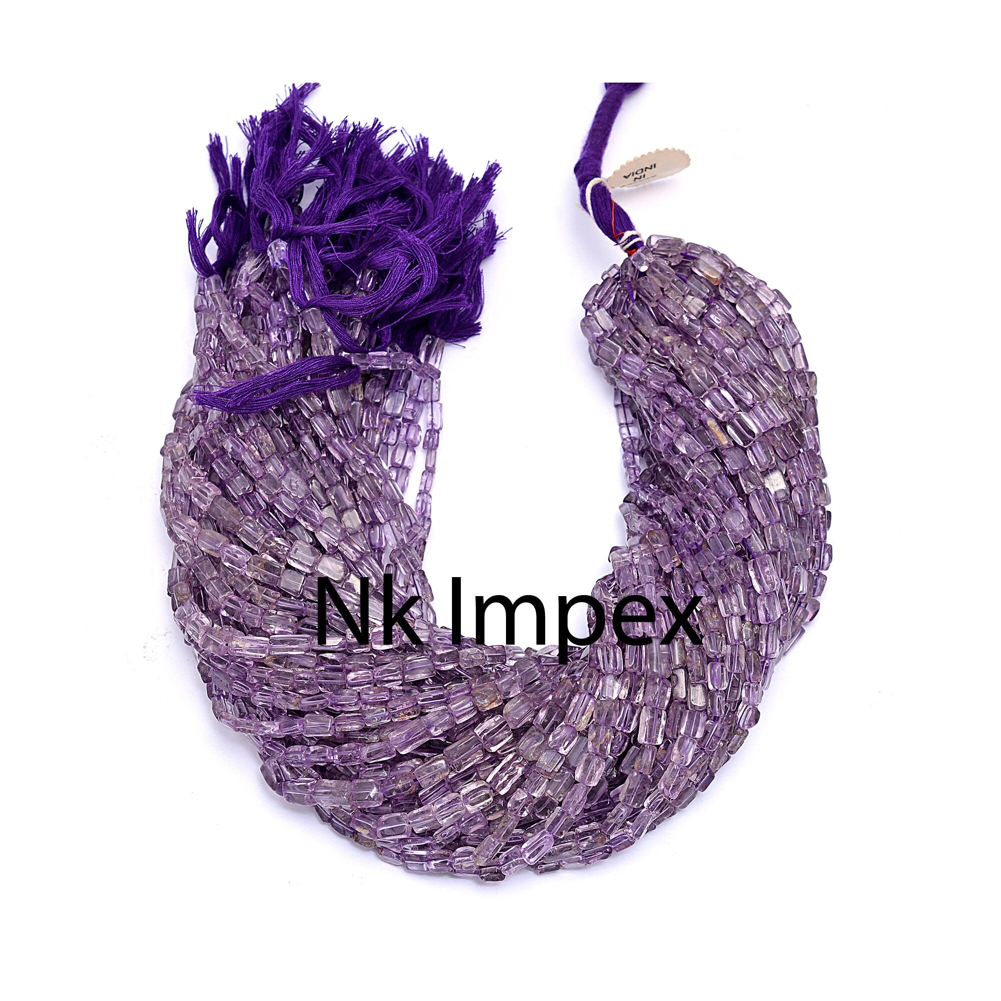 Amethyst Smooth Cuboid Beads, 5 mm To 9 mm, Amethyst Flat Rectangular Beads, Amethyst Jewelry Making Gemstone Beads, 15 Inch