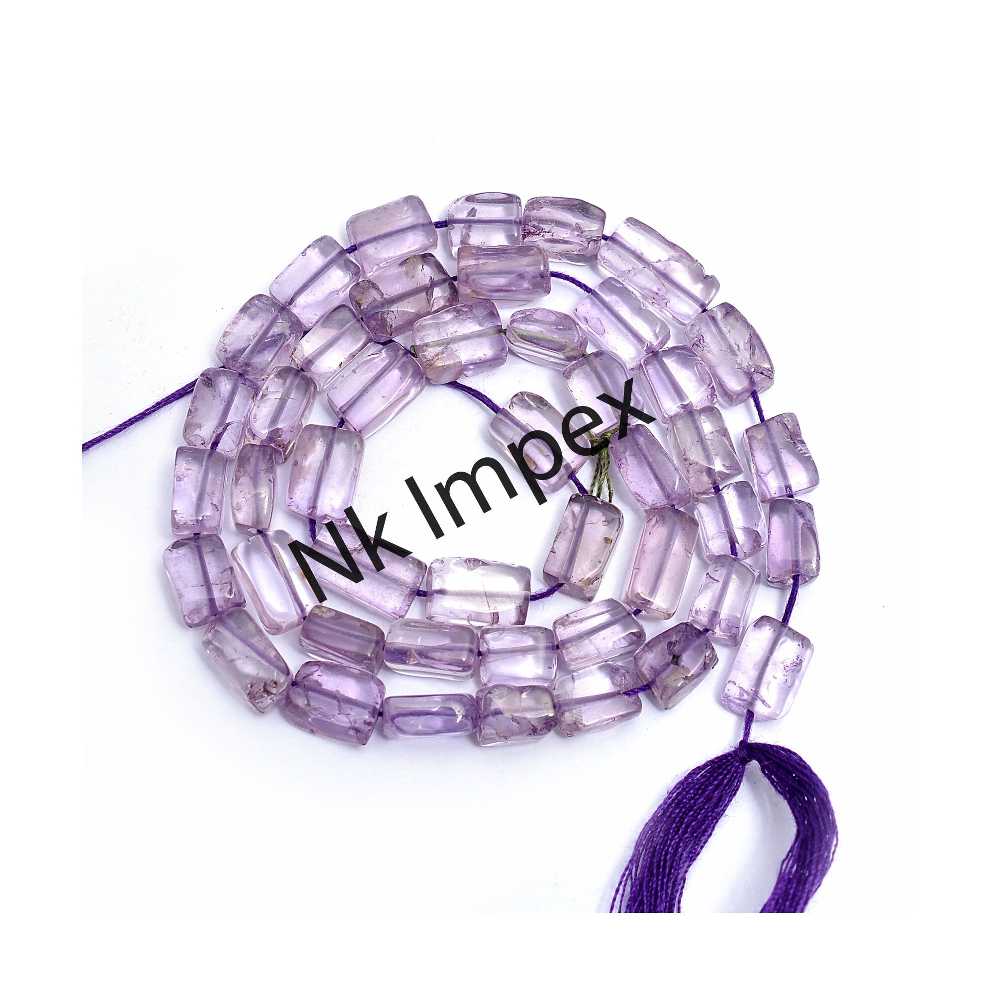 Amethyst Smooth Cuboid Beads, 5 mm To 9 mm, Amethyst Flat Rectangular Beads, Amethyst Jewelry Making Gemstone Beads, 15 Inch