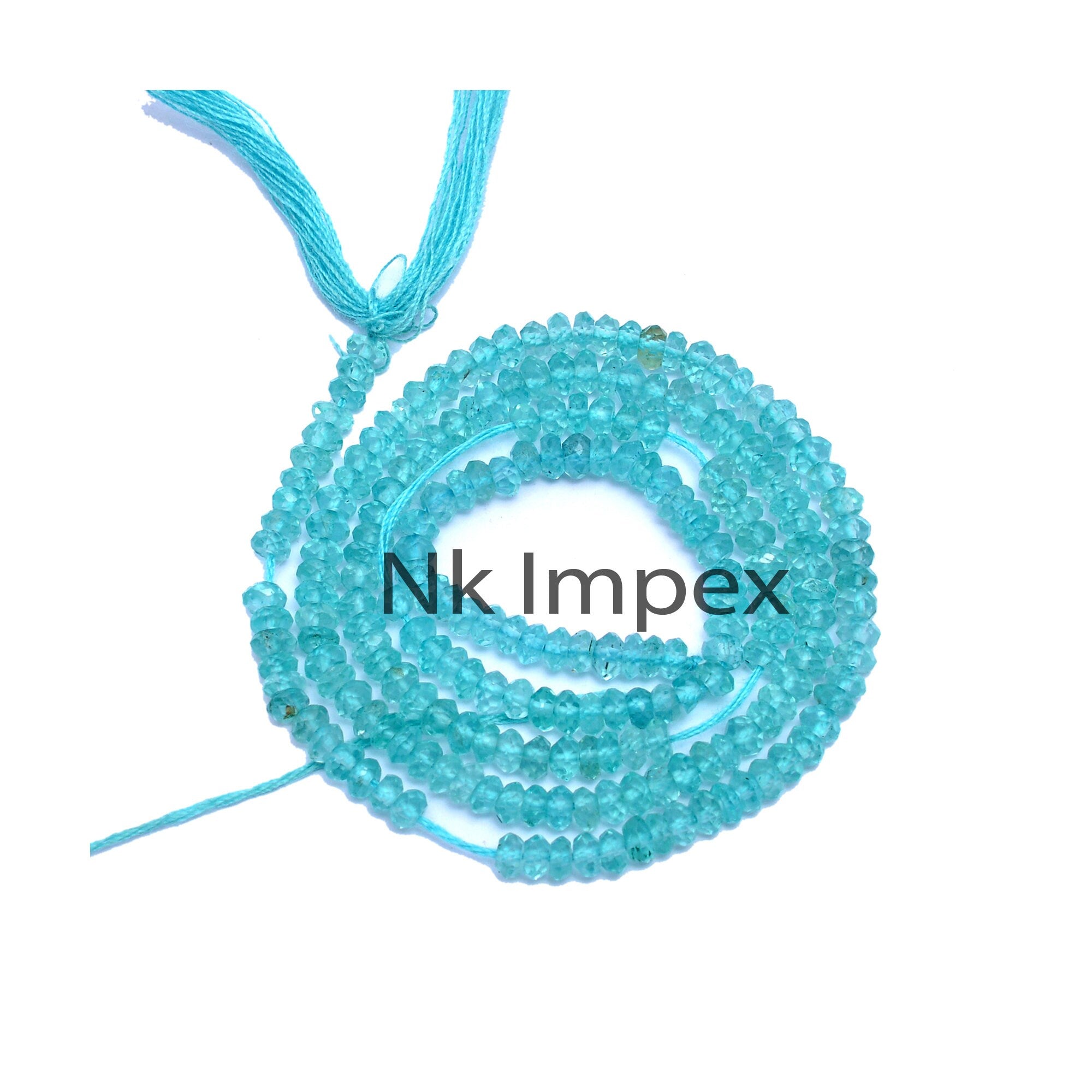 Natural Sky Apatite Faceted Rondelle Beads, 2.5 mm To 3.5 mm, Apatite Faceted Beads, Apatite Beads, Jewelry Making Gemstone Beads