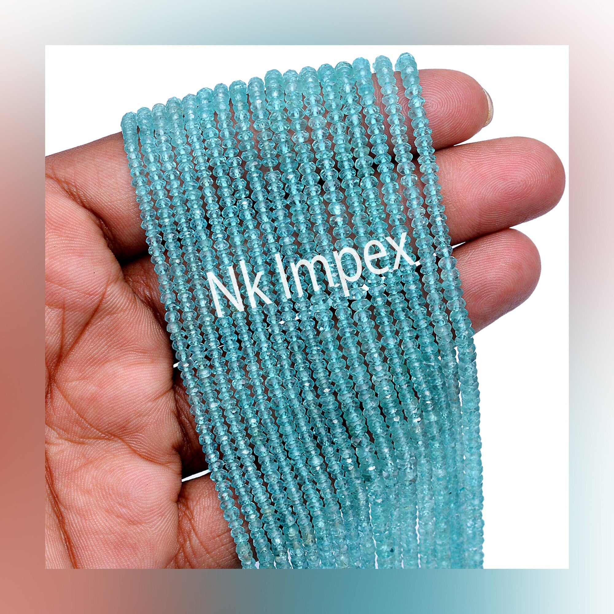 Natural Sky Apatite Faceted Rondelle Beads, 2.5 mm To 3.5 mm, Apatite Faceted Beads, Apatite Beads, Jewelry Making Gemstone Beads, SKU356