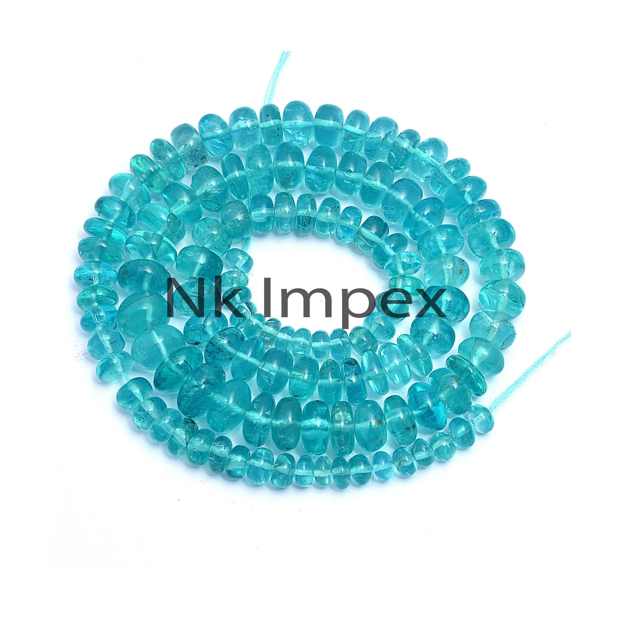 Sky Apatite Smooth Rondelle Beads, 4 mm To 8.5 mm, Sky Apatite Smooth Beads, Apatite Rondelle Jewelry Making Gemstone Beads, 17 Inch