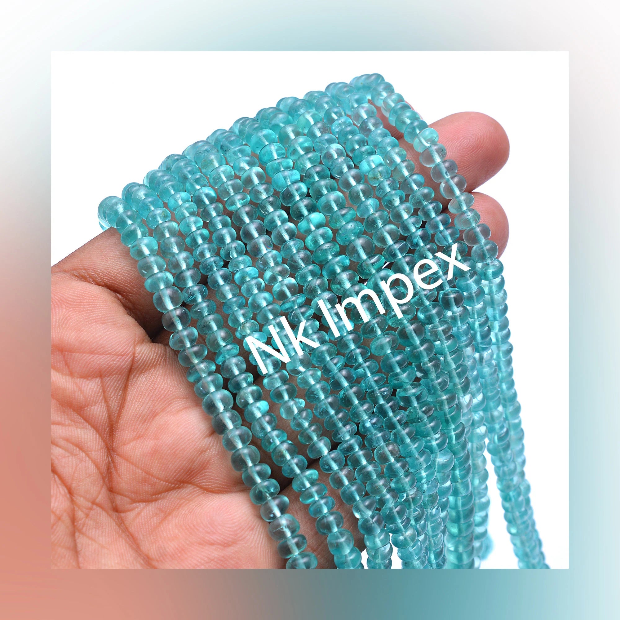 Sky Apatite Smooth Rondelle Beads, 5 mm To 7 mm, Apatite Beads, Sky Apatite Handmade Gemstone Jewelry Beads, 17 Inch